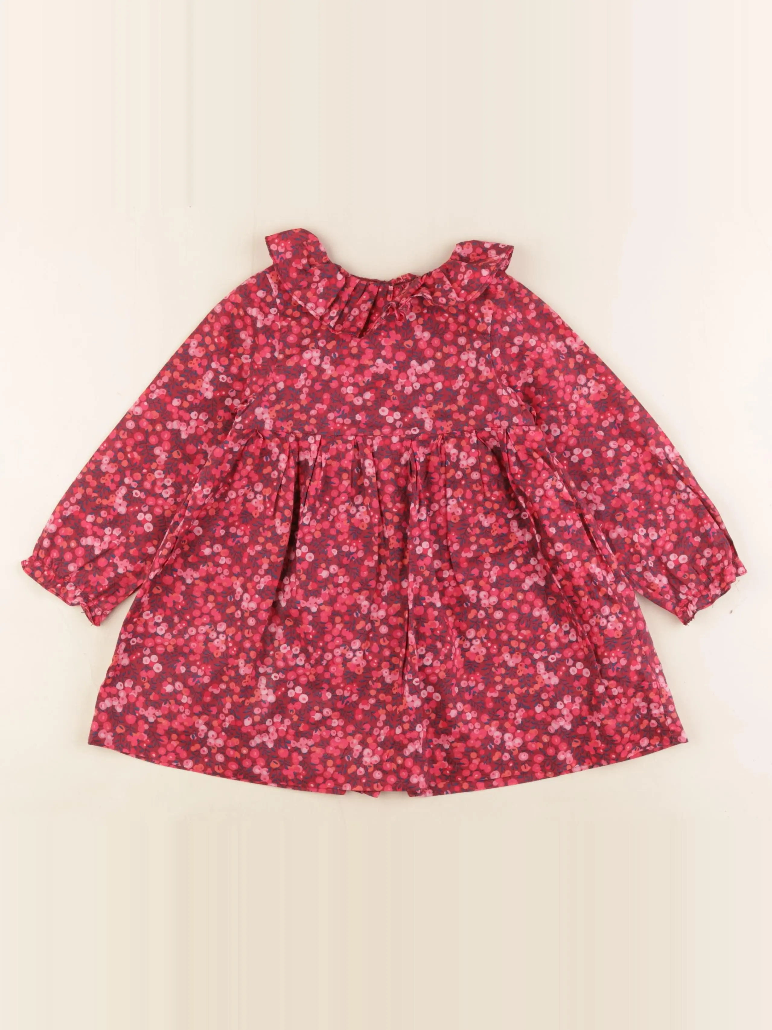 Jacadi - robe liberty rose, rouge - 24 mois