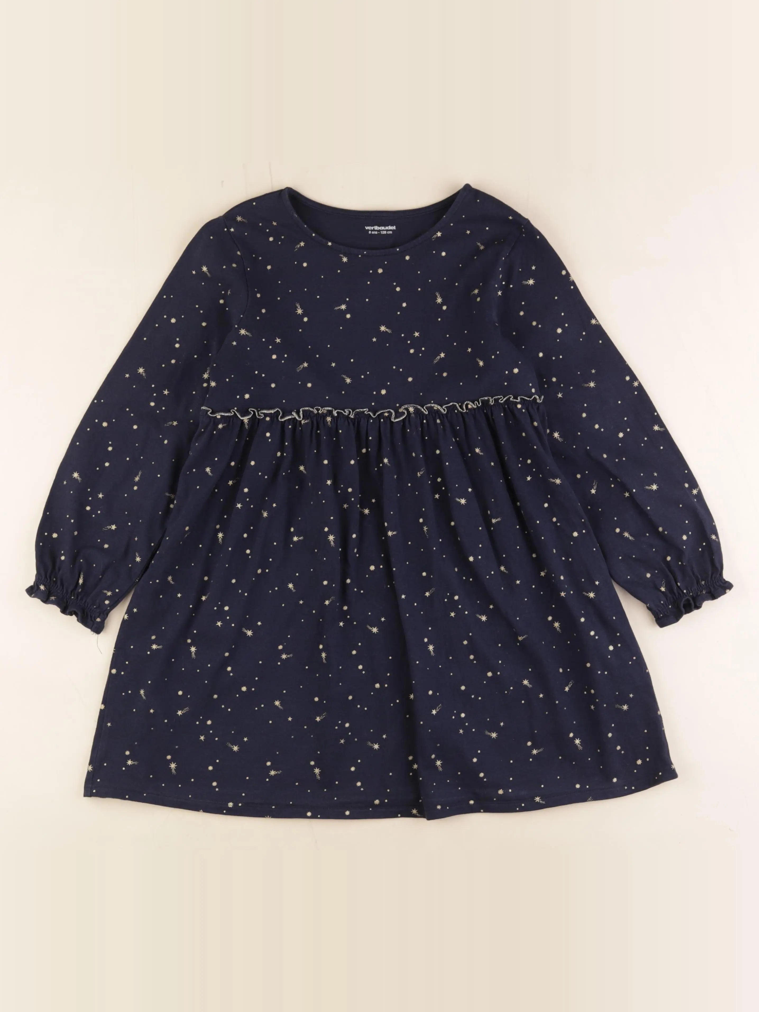 Vertbaudet - robe bleu, or - 8 ans