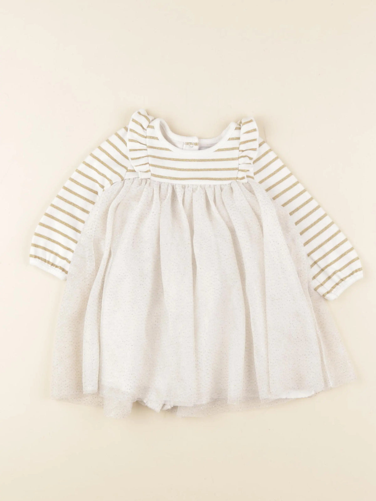 Petit Bateau - robe blanc, or - 12 mois