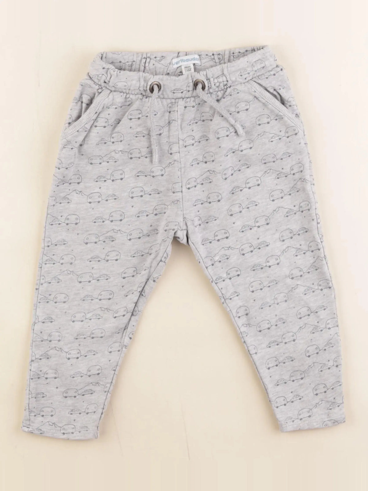 Vertbaudet - jogging velours gris - 24 mois