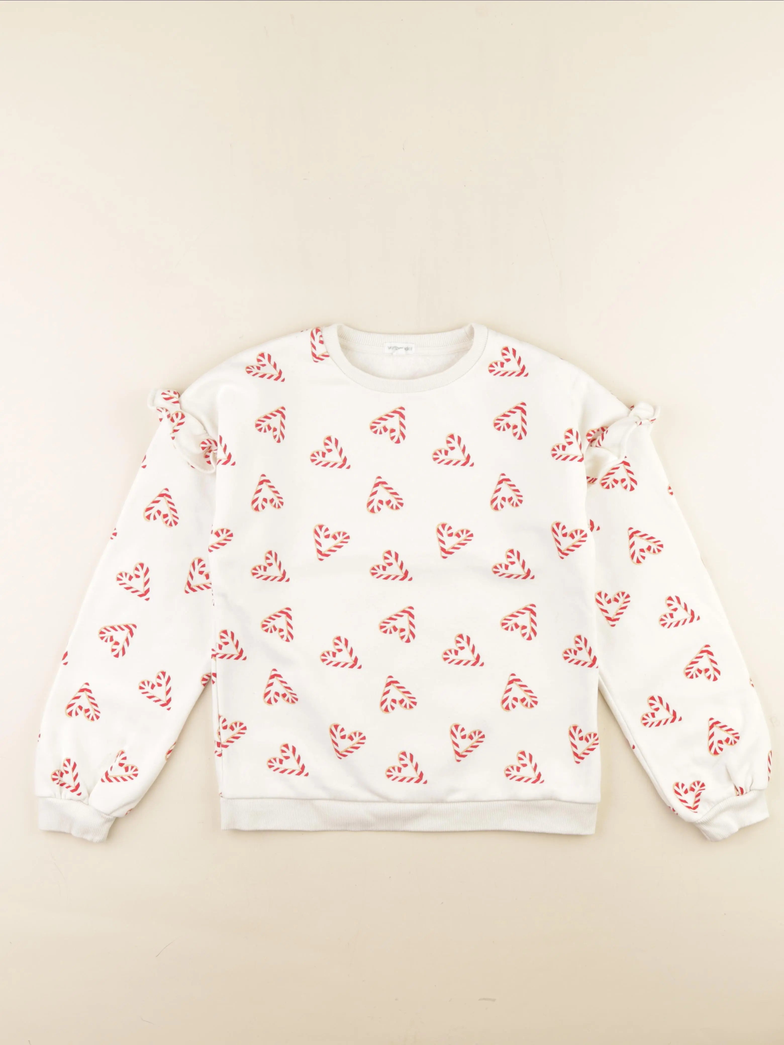 Vertbaudet - sweat blanc, rouge - 10 ans