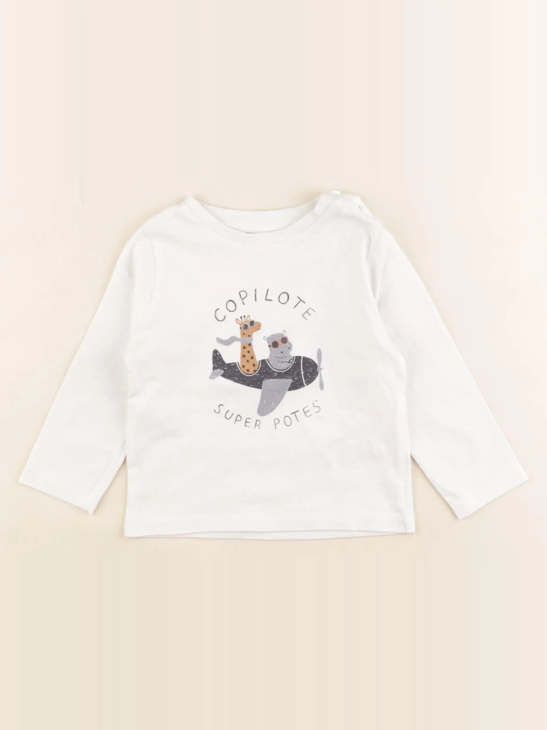 Vertbaudet - tee-shirt blanc - 9 mois