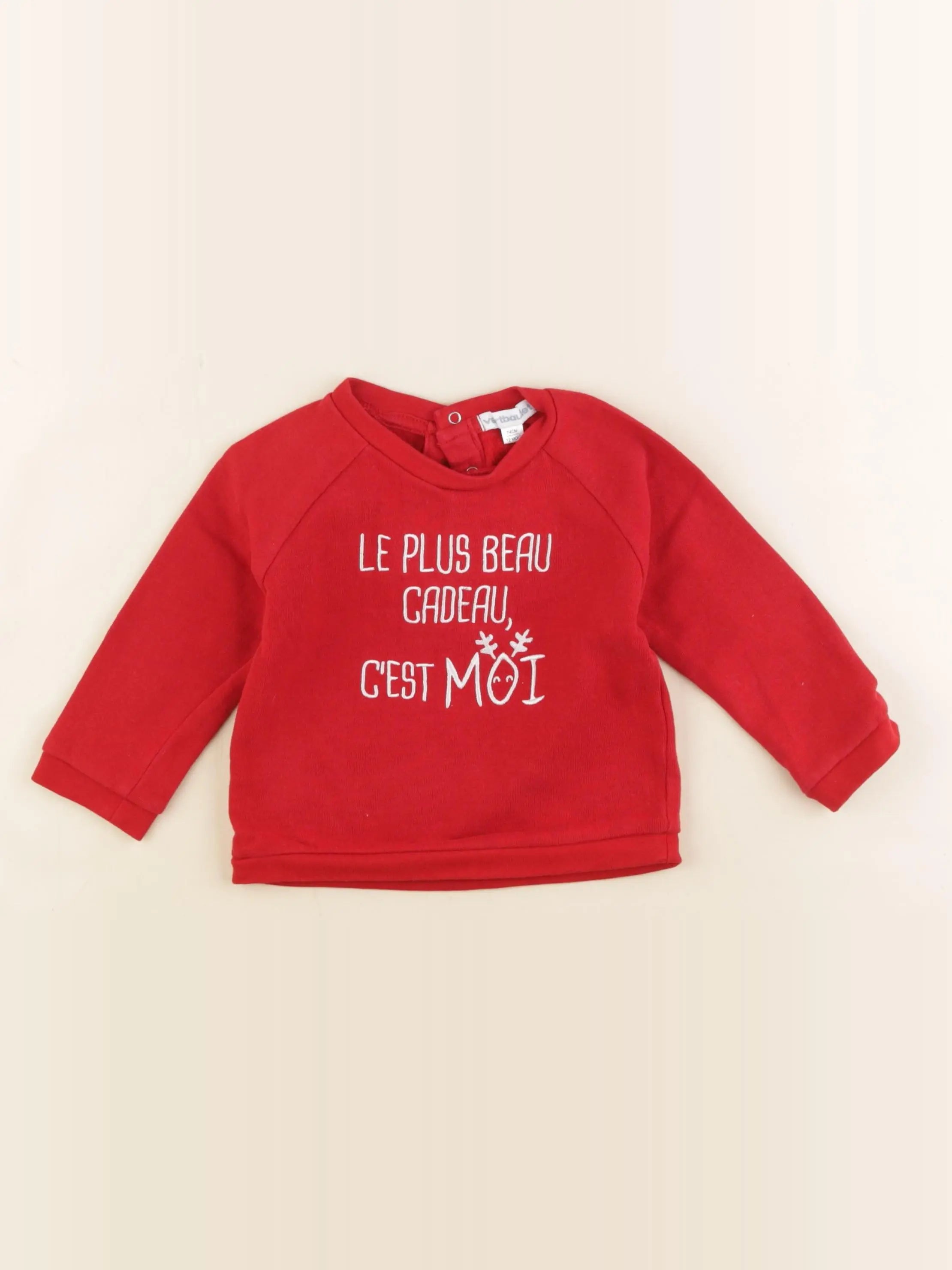 Vertbaudet - sweat rouge - 12 mois