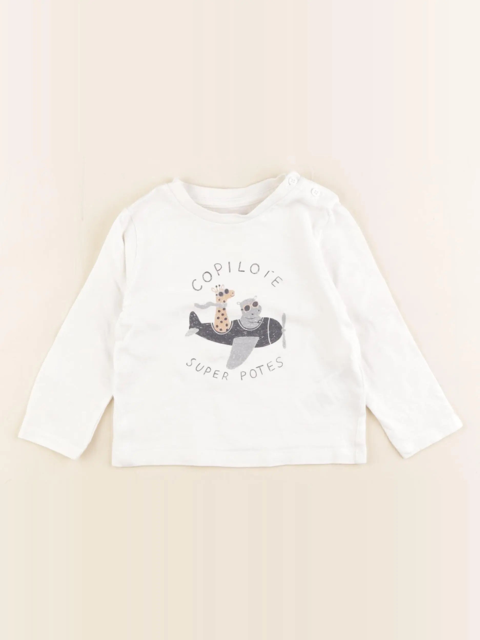 Vertbaudet - tee-shirt blanc - 9 mois