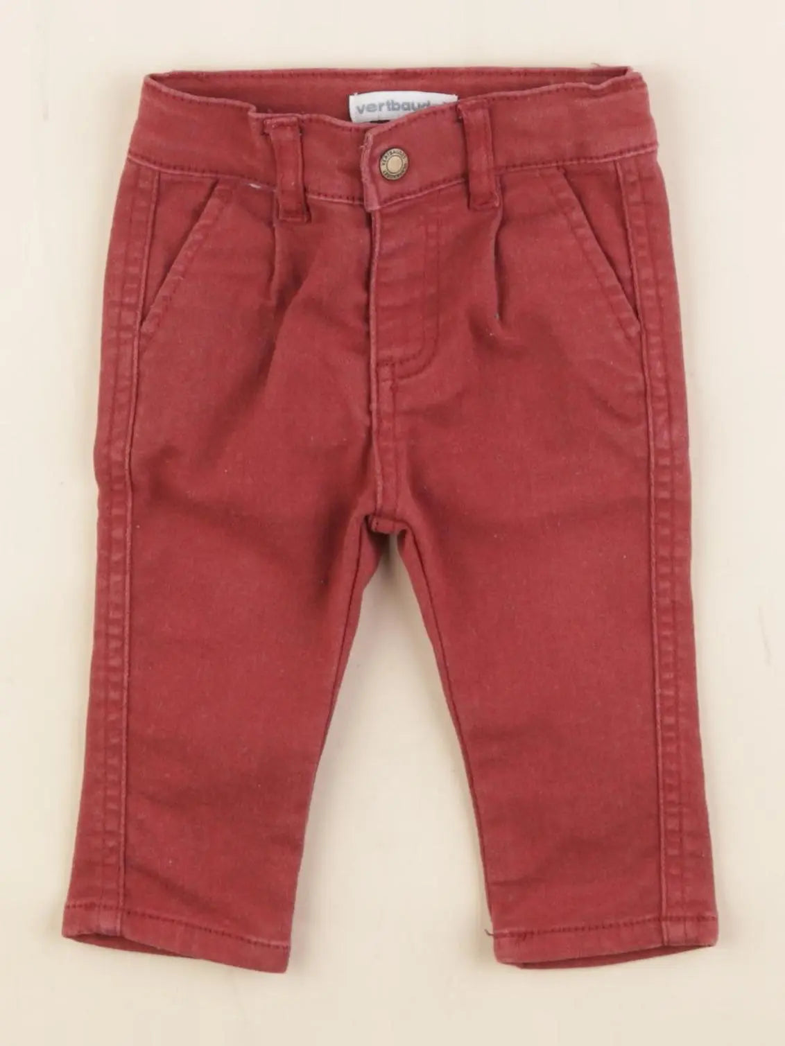 Vertbaudet - pantalon rouge - 3 mois