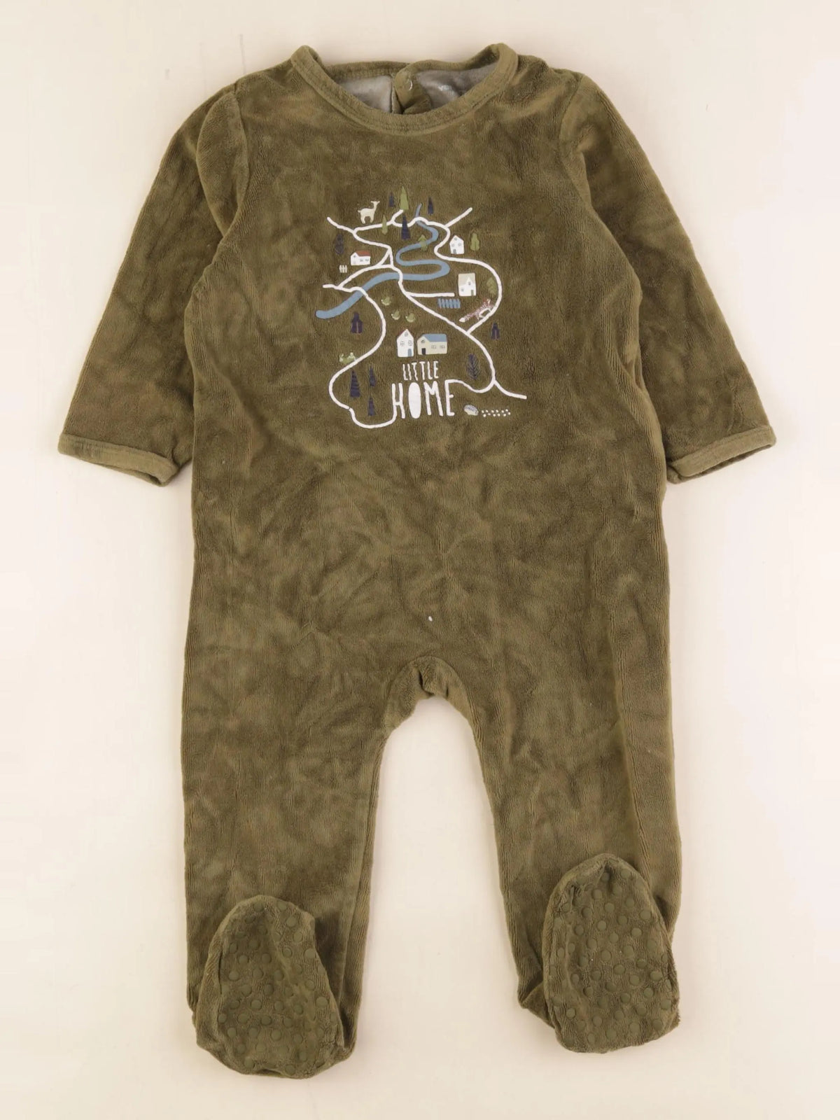 Vertbaudet - pyjama velours vert - 18 mois