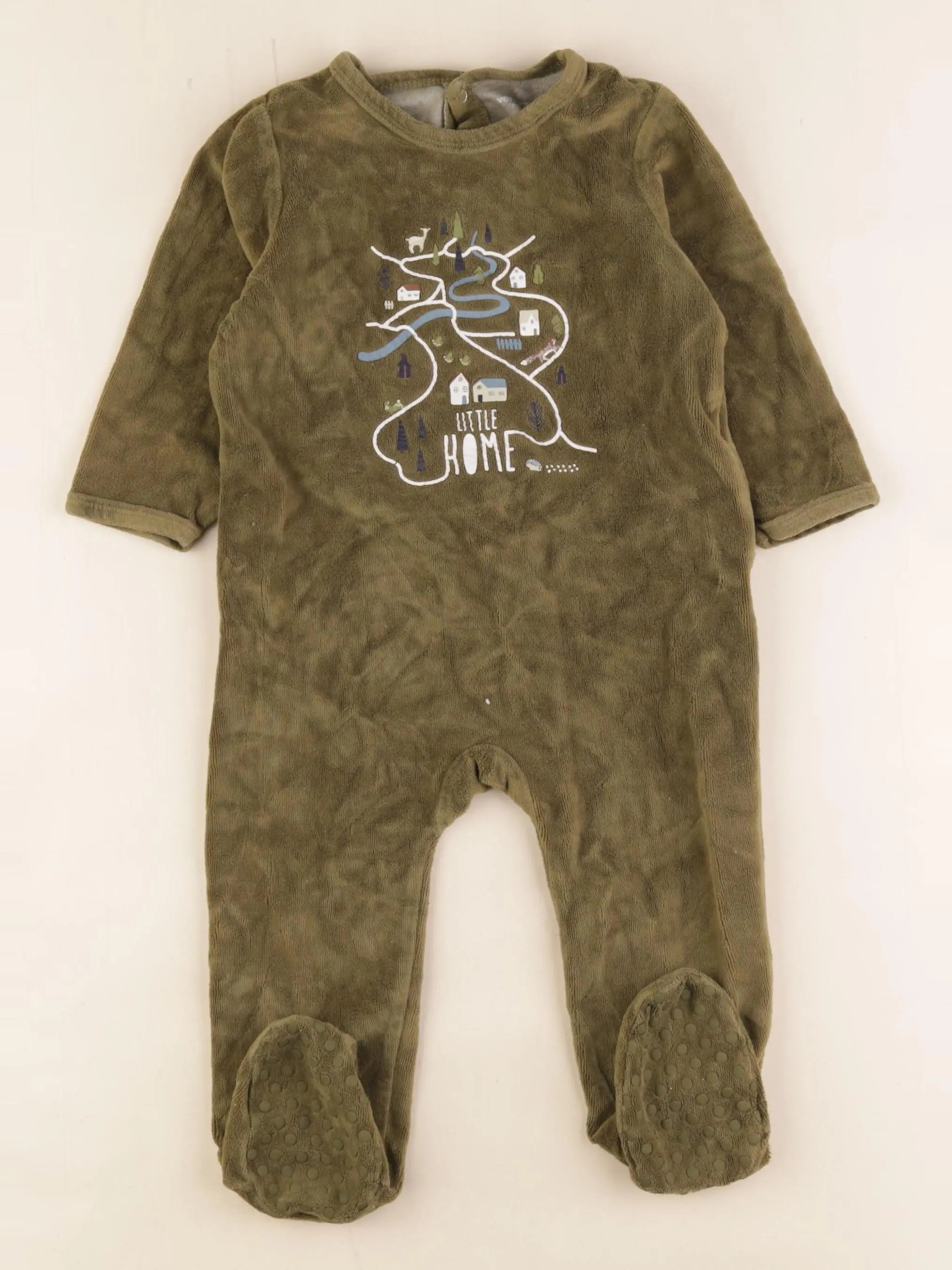 Vertbaudet - pyjama velours vert - 18 mois