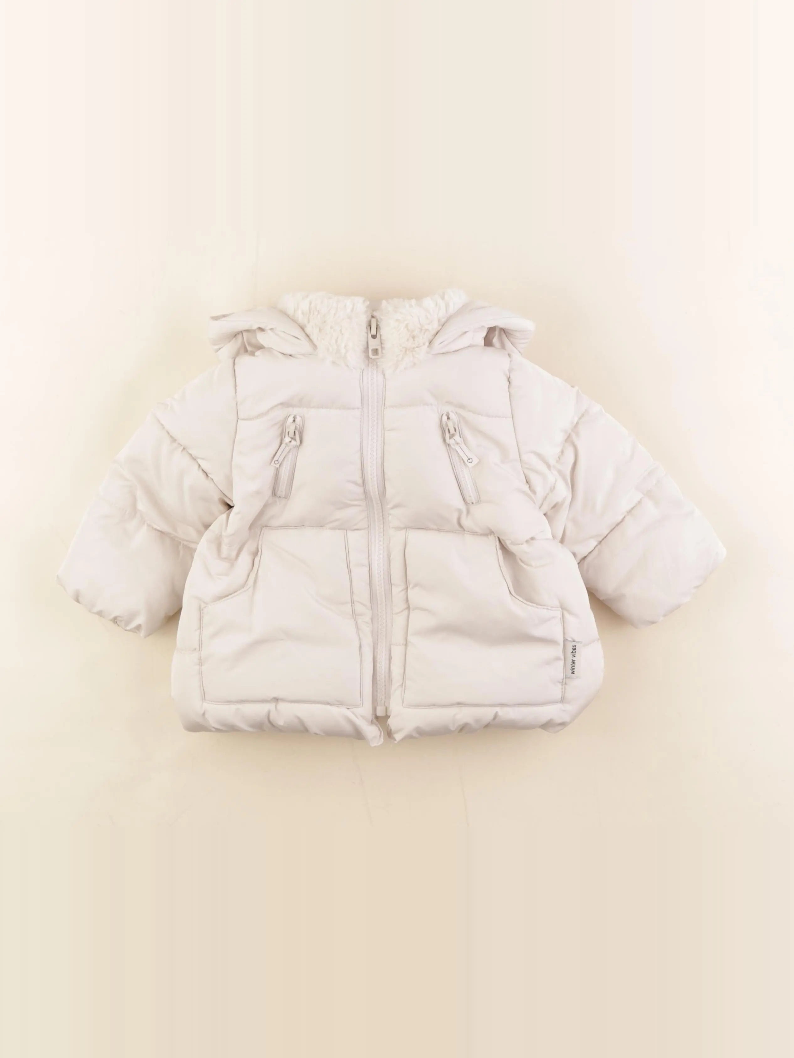 Zara - doudoune beige - 6/9 mois