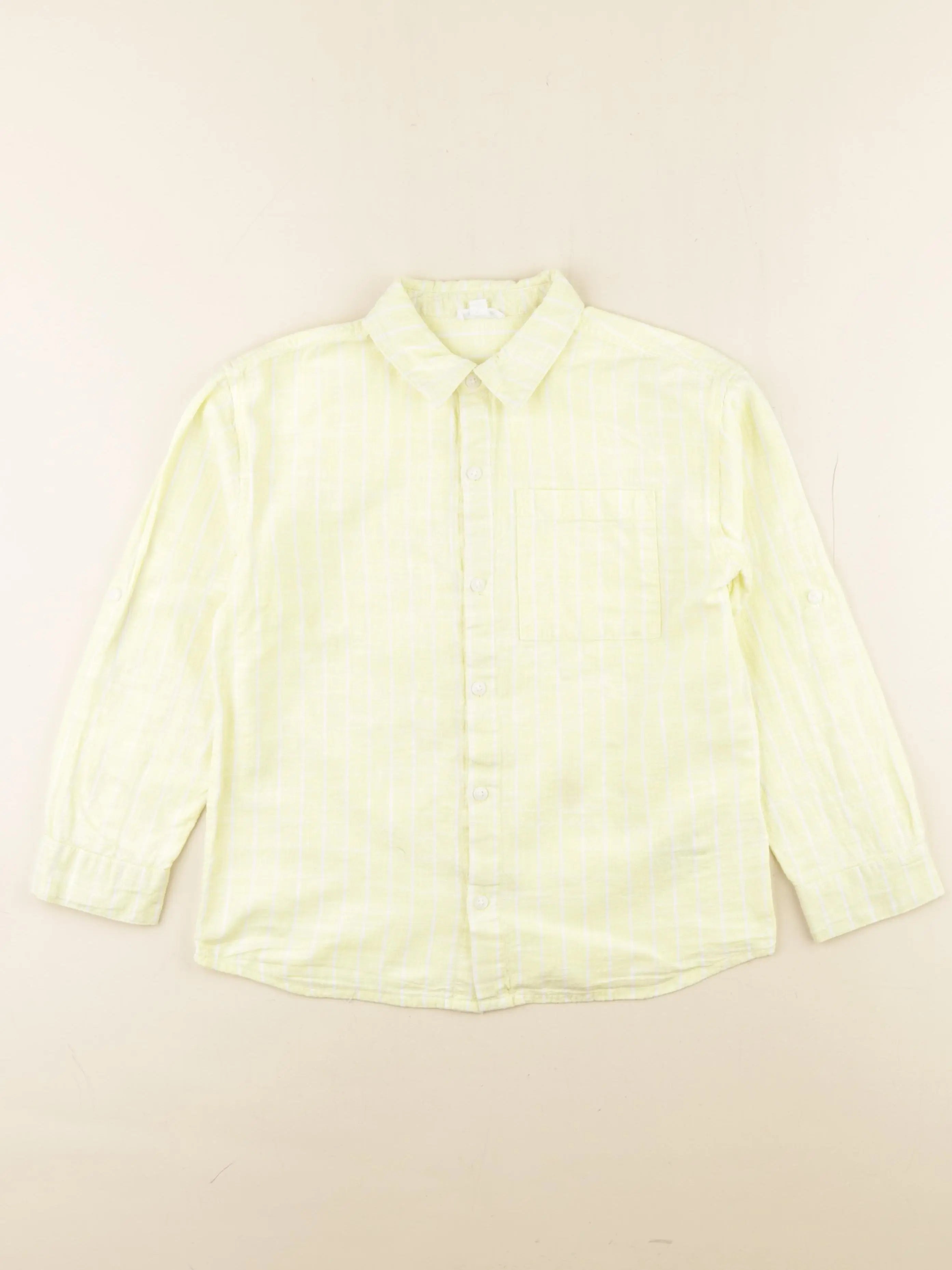 Vertbaudet - chemise blanc, jaune - 10 ans