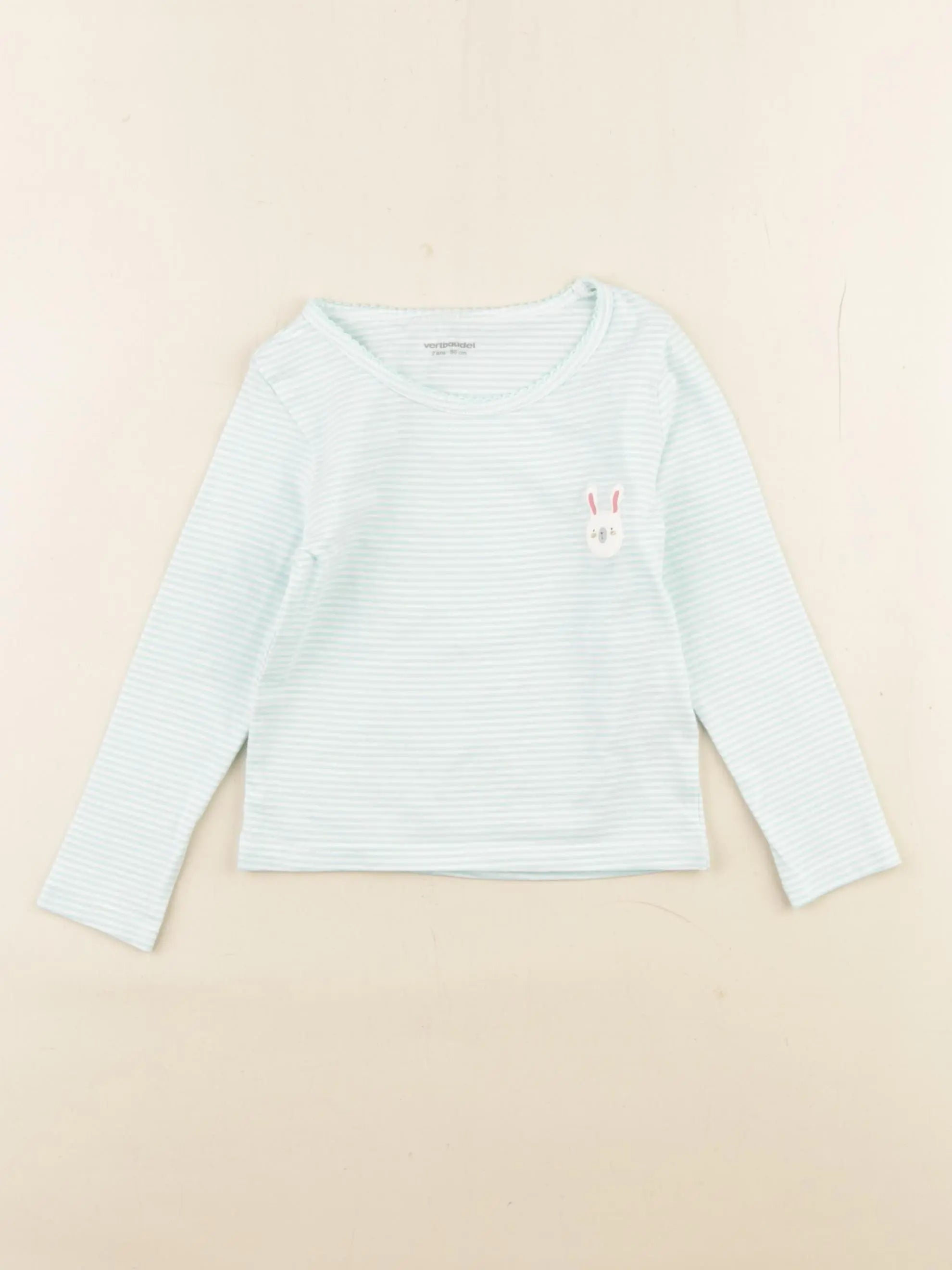 Vertbaudet - maillot de corps blanc, vert - 2 ans