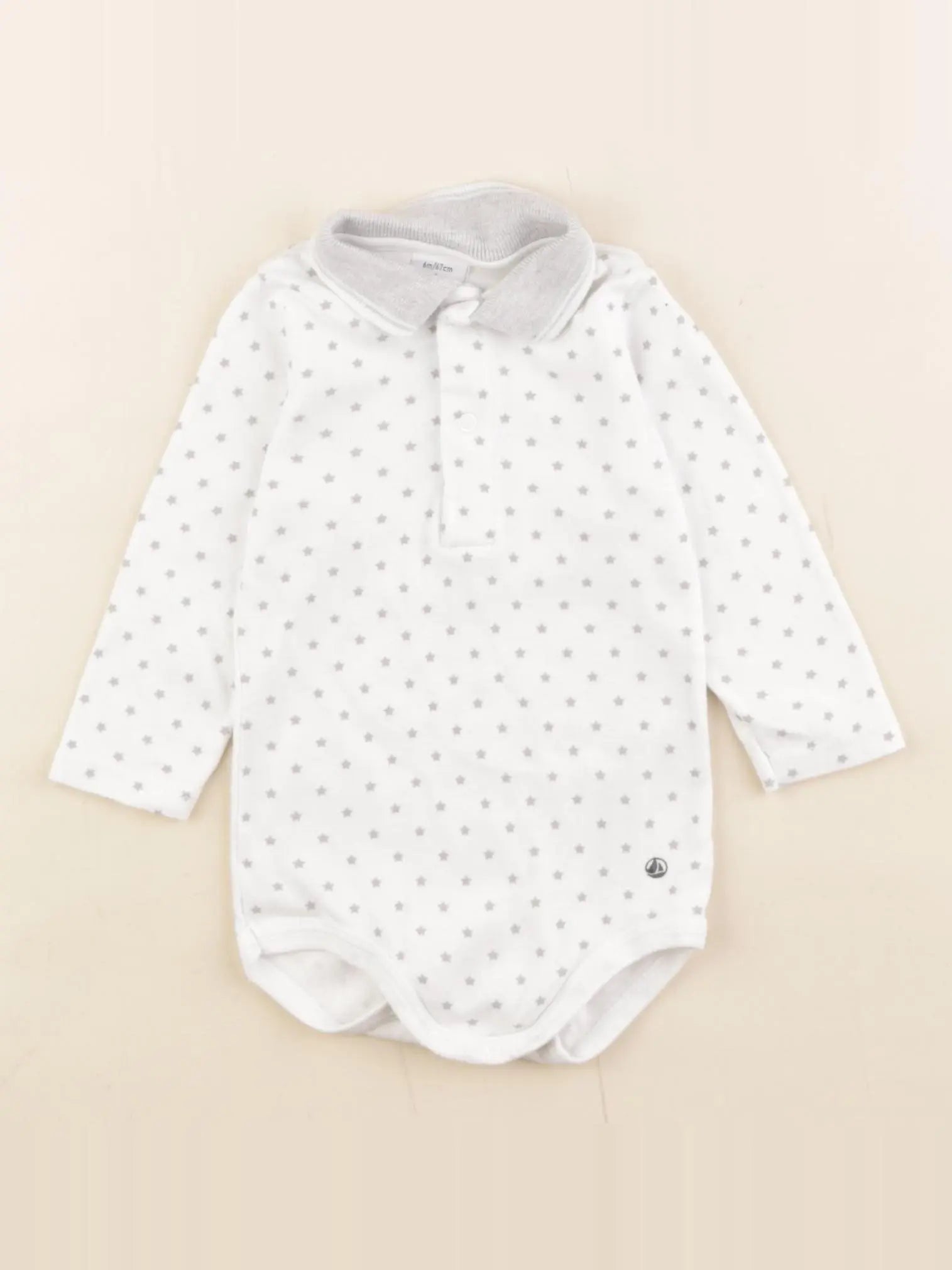 Petit Bateau - body à col blanc - 6 mois
