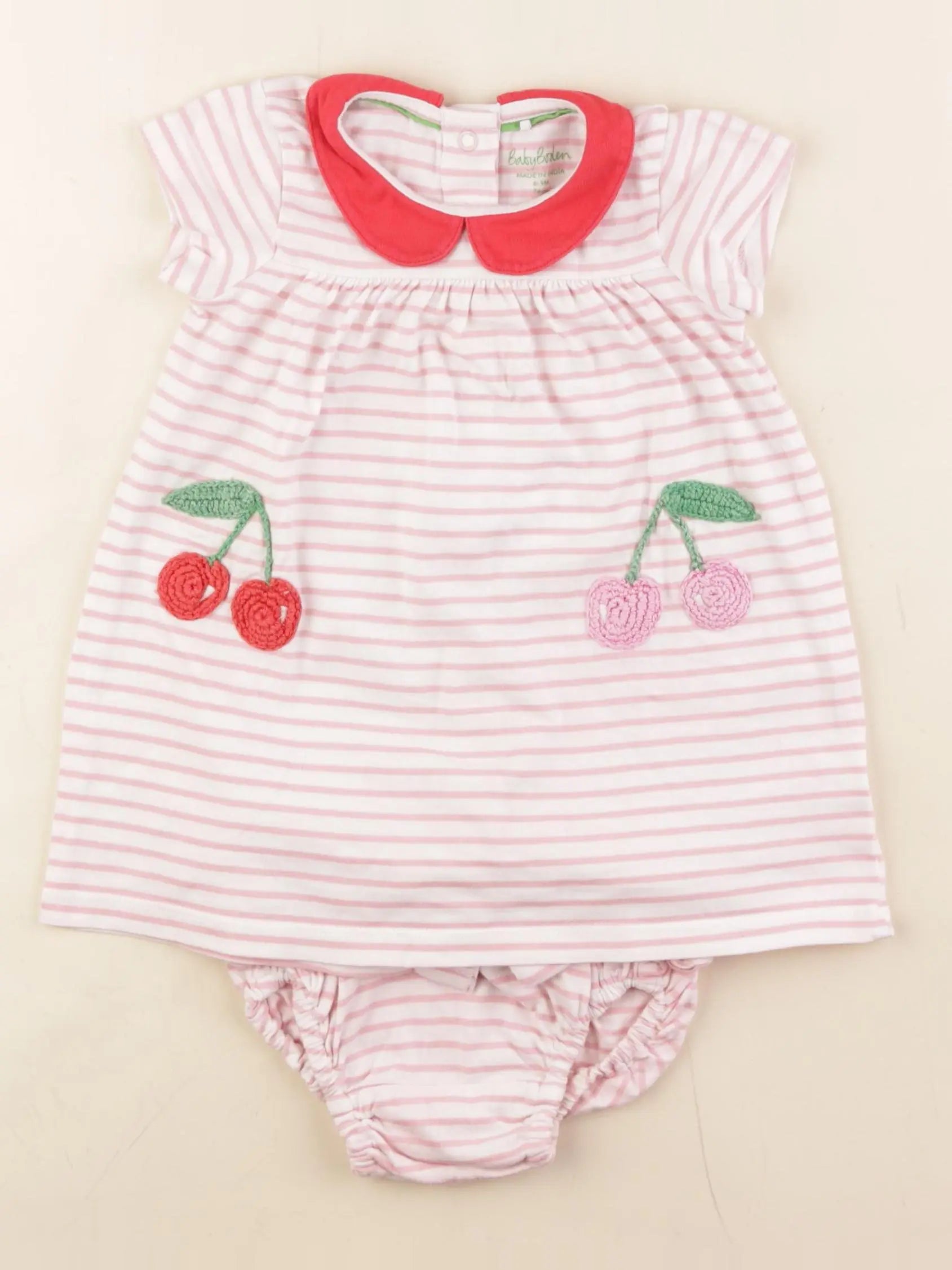 Baby Boden - robe blanc, rose - 6/9 mois