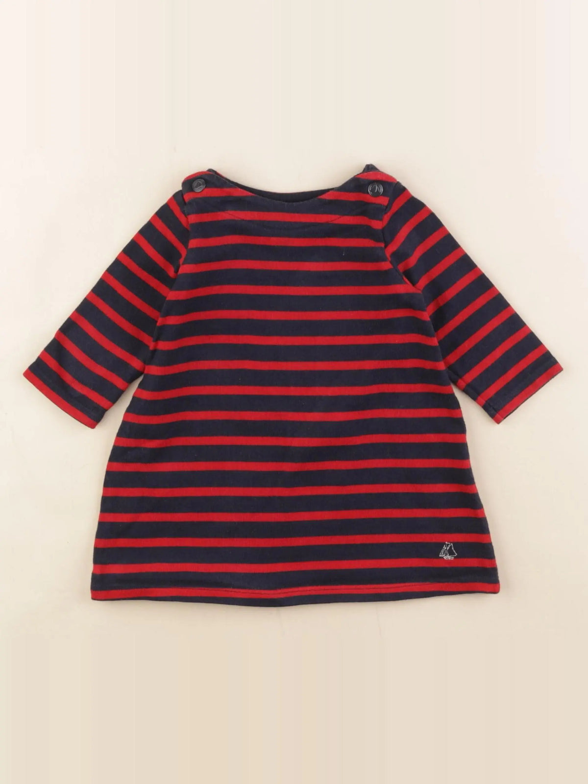Petit Bateau - robe bleu, rouge - 6 mois