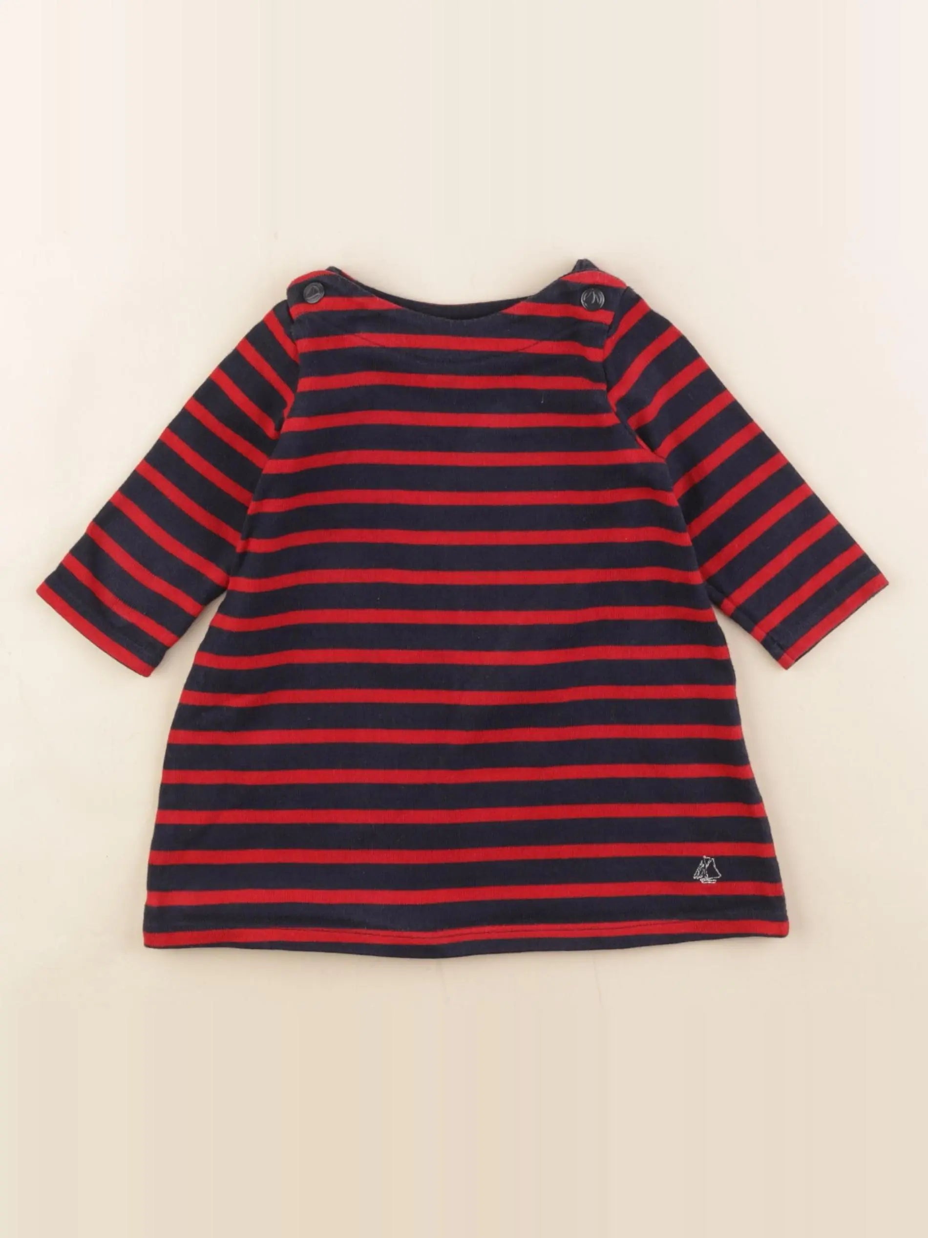 Petit Bateau - robe bleu, rouge - 6 mois