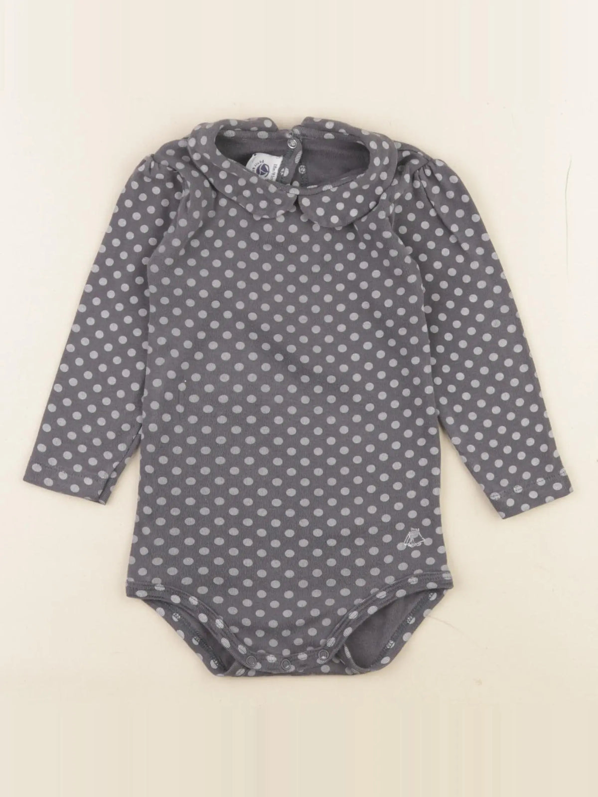 Petit Bateau - body à col gris - 18 mois