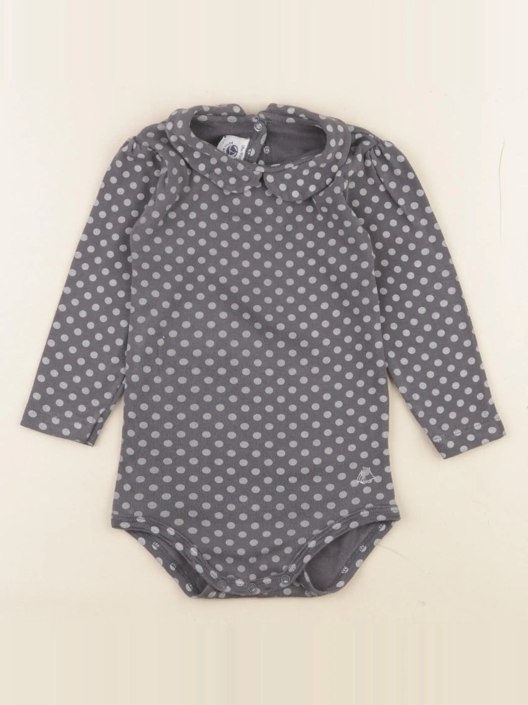 Petit Bateau - body à col gris - 18 mois