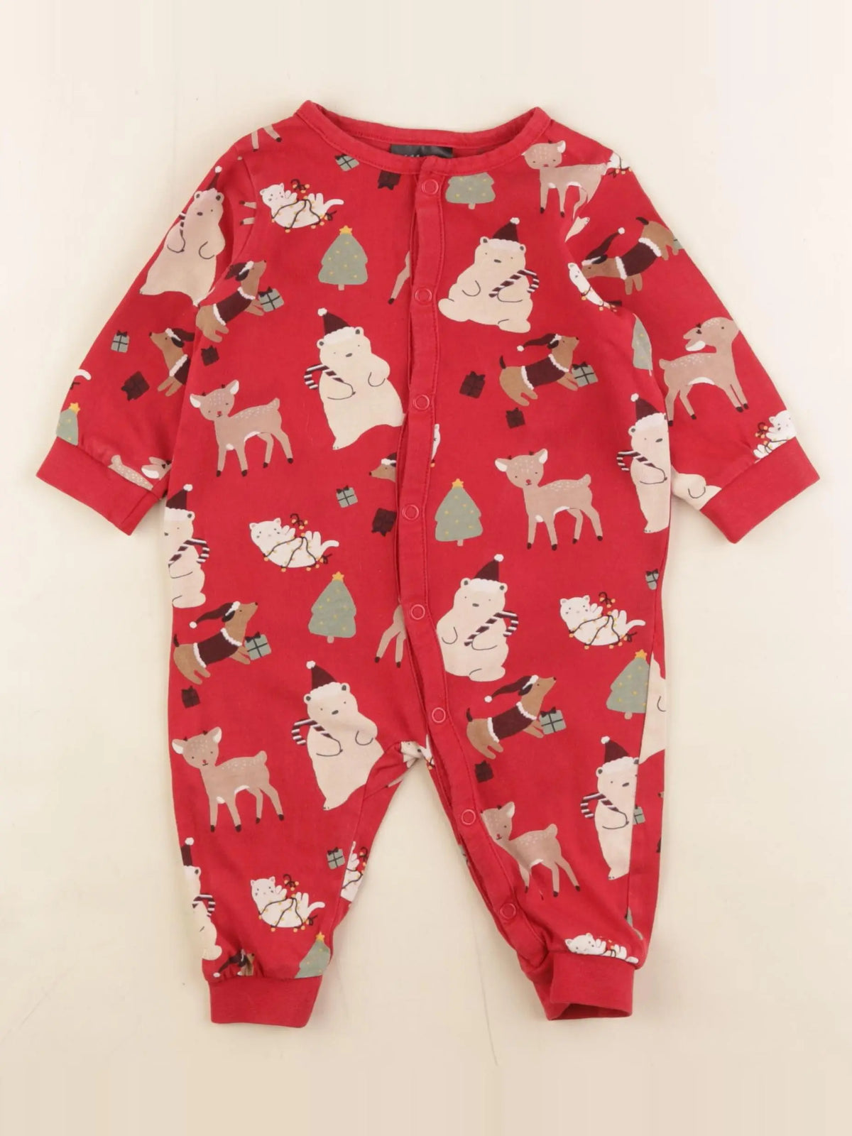 H&M - pyjama coton rouge - 6 mois