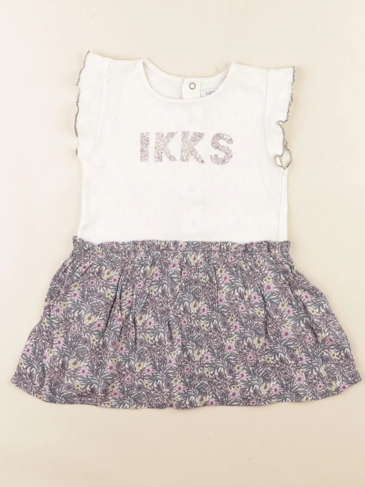 IKKS - robe beige, violet - 18 mois