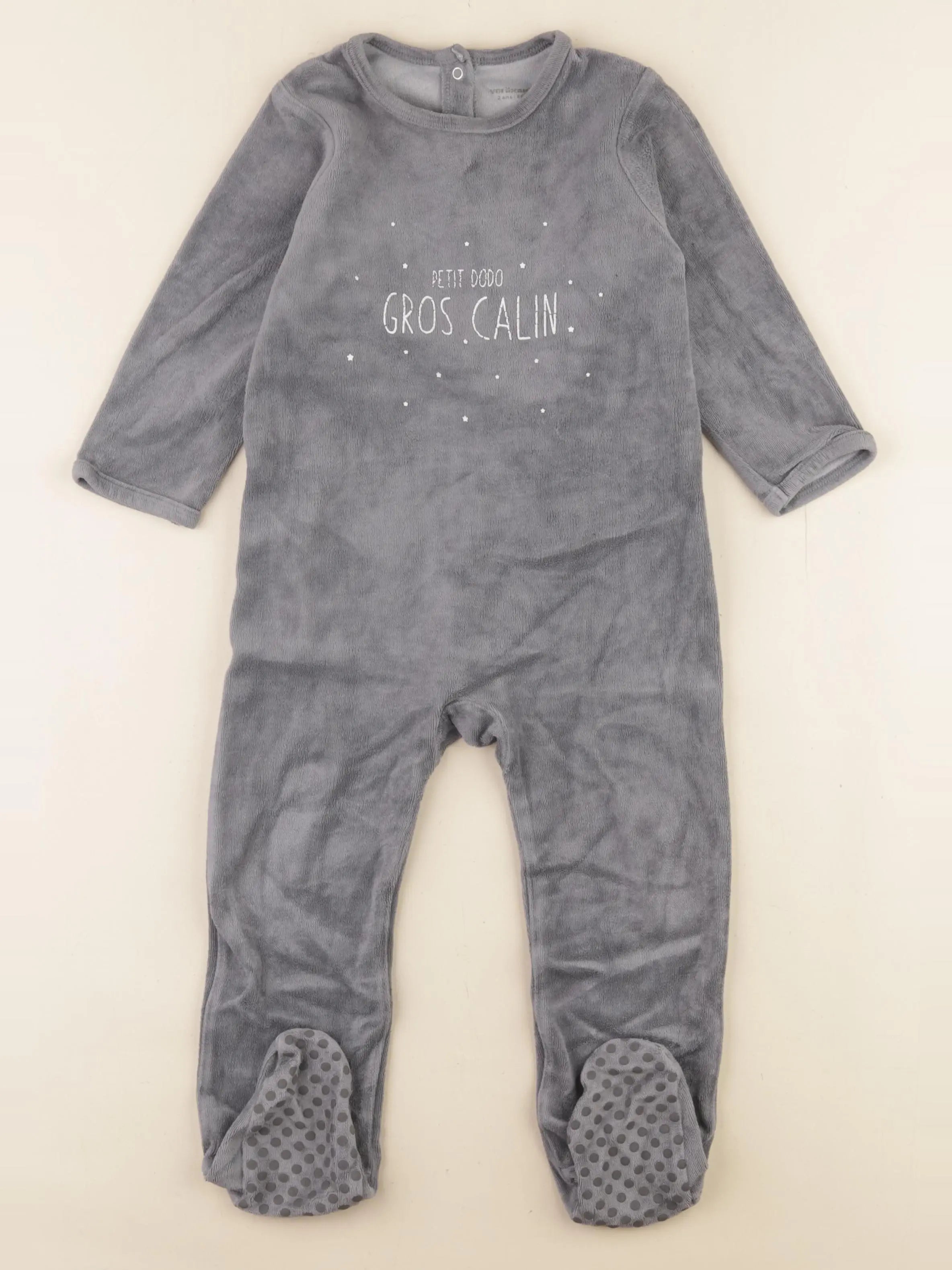 Vertbaudet - pyjama velours gris - 2 ans