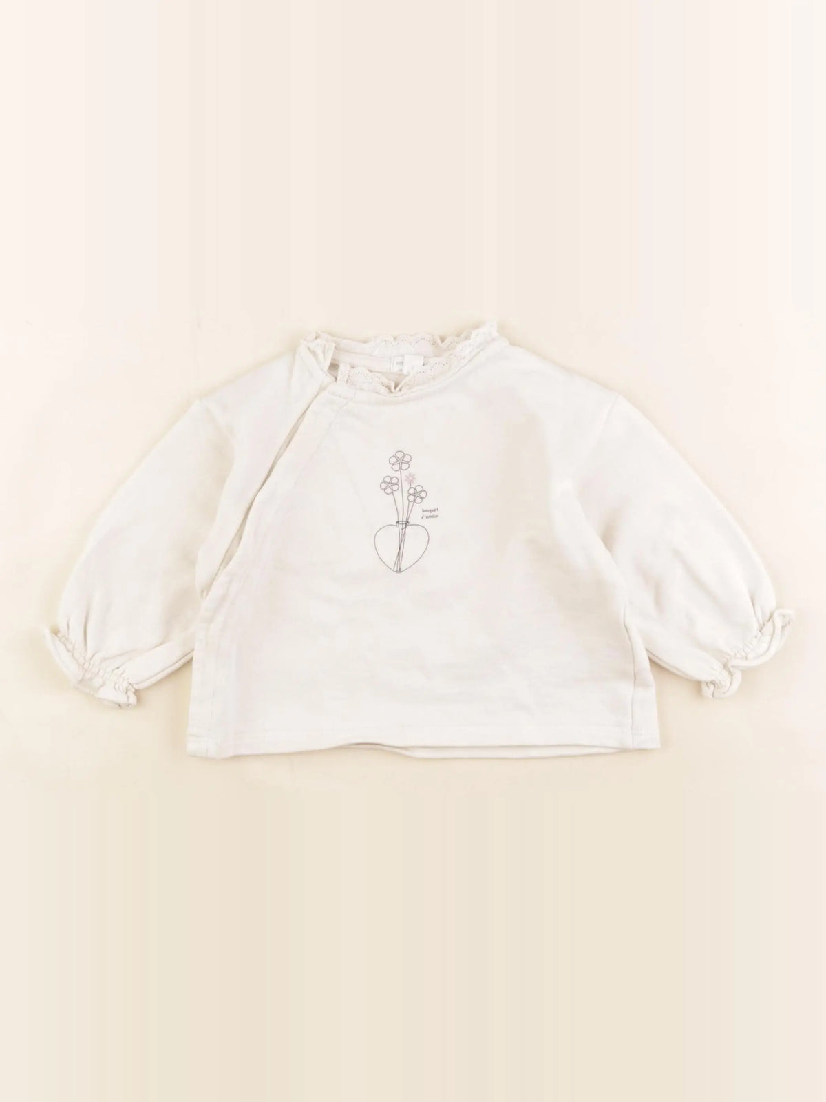 Vertbaudet - sweat beige - 6 mois