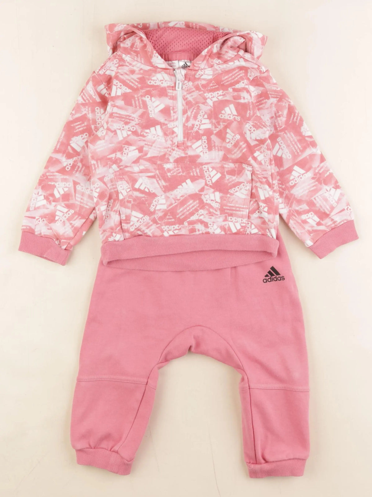 Adidas - ensemble rose, blanc - 6/9 mois