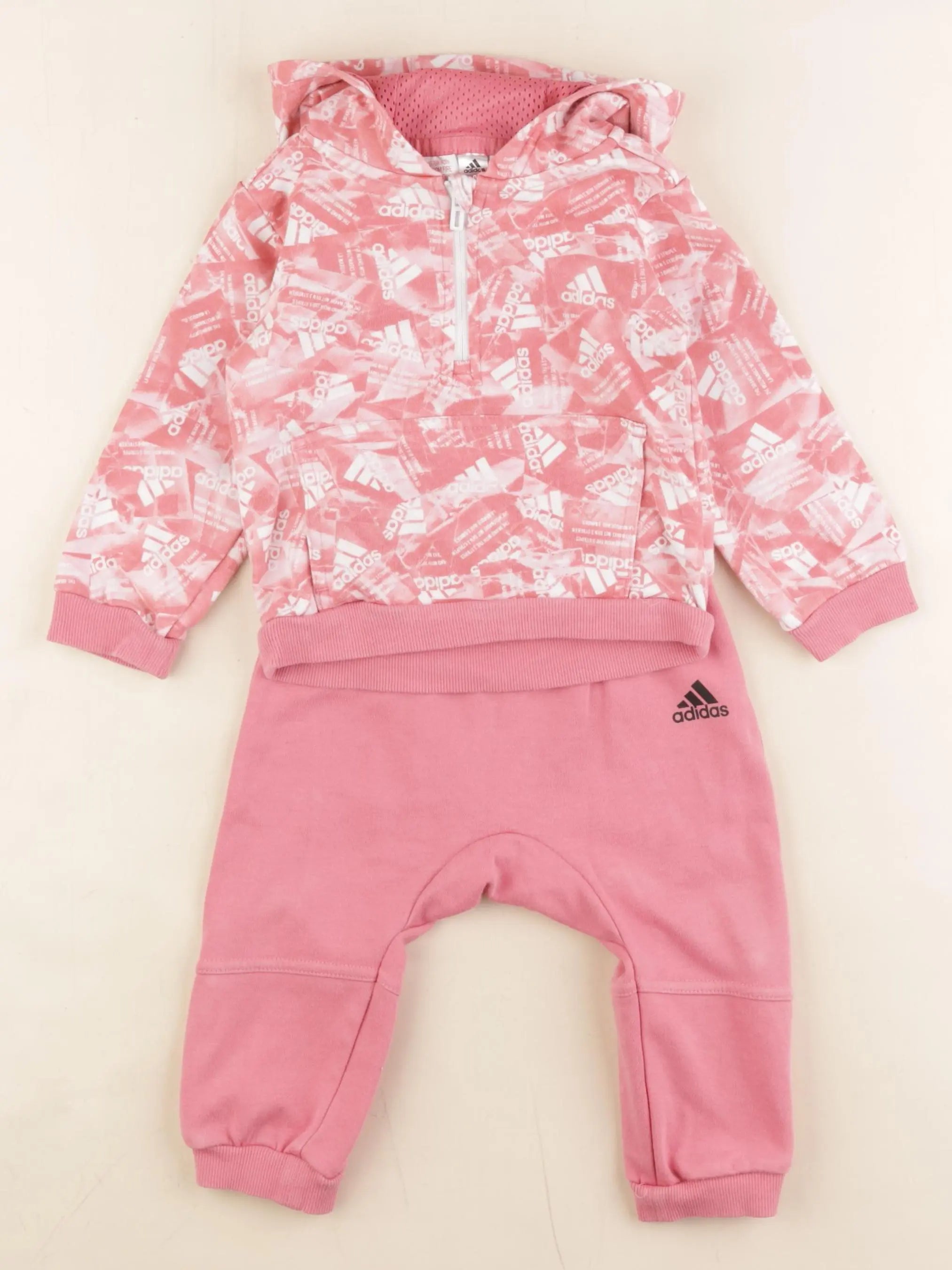 Adidas - ensemble rose, blanc - 6/9 mois