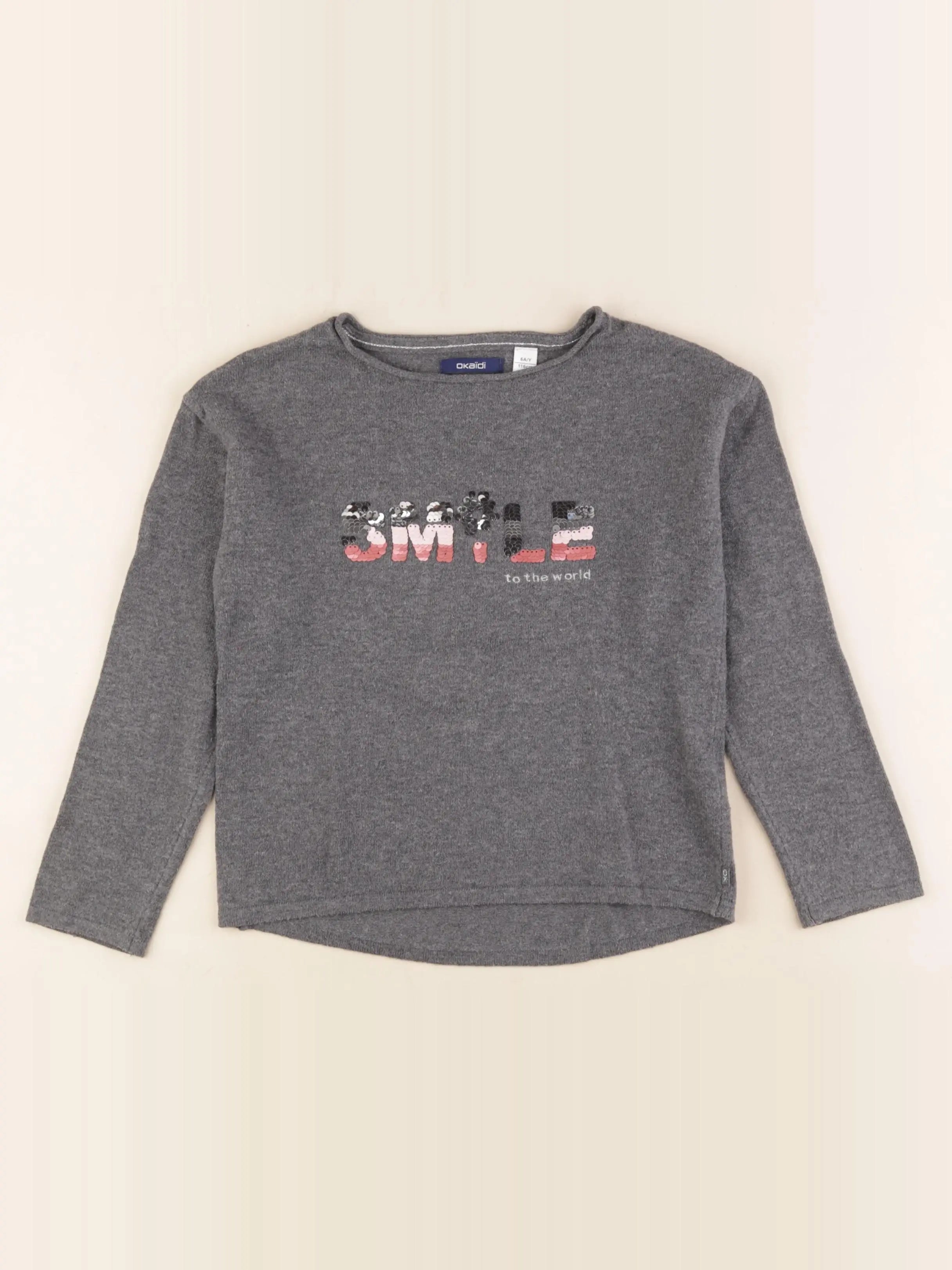Okaidi - pull gris - 6 ans