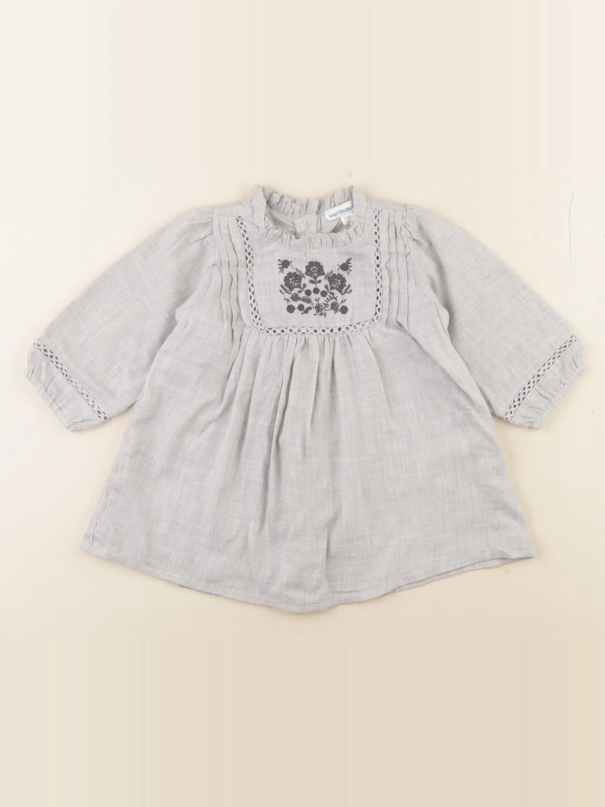 Vertbaudet - robe gris - 9 mois