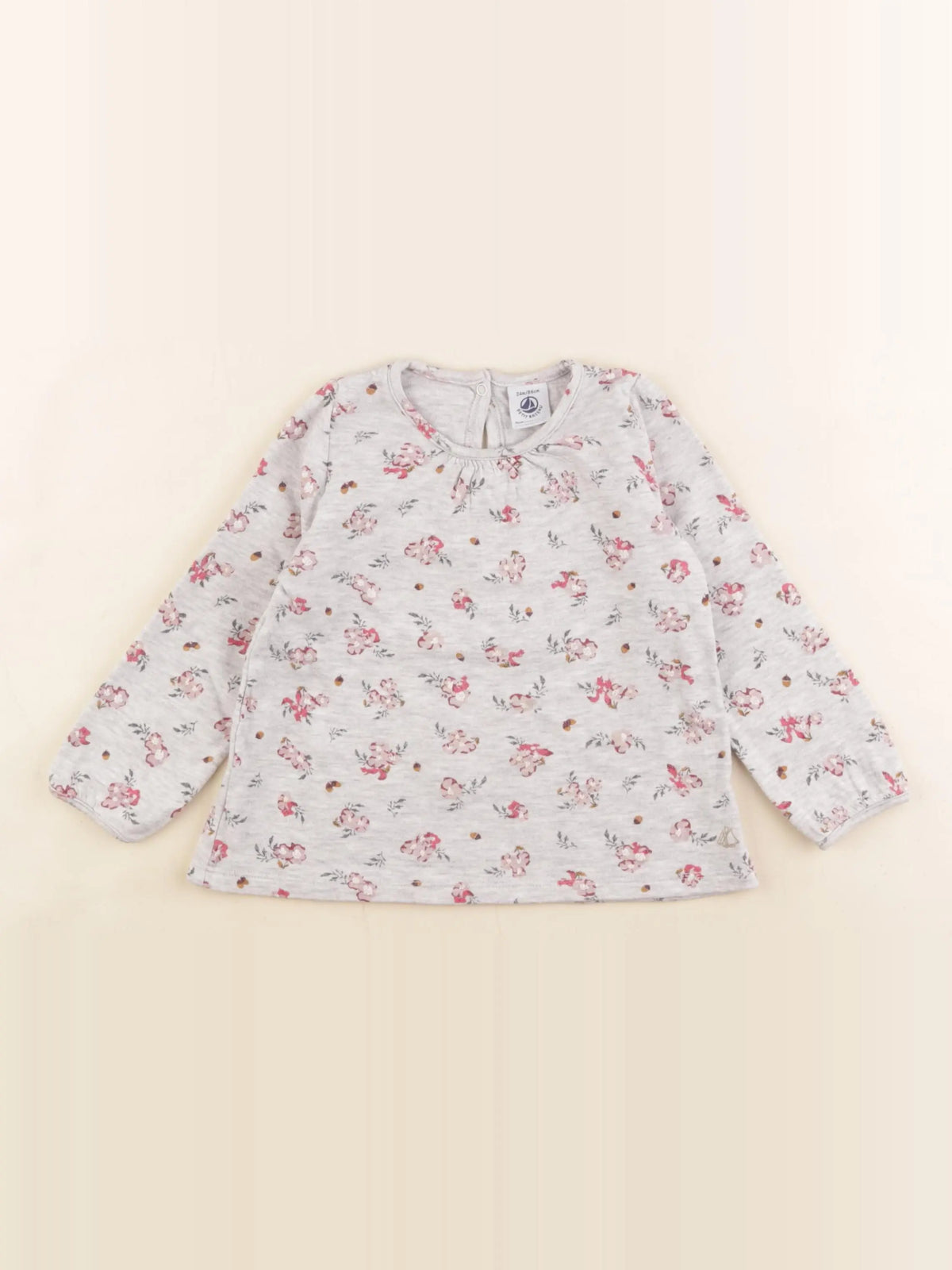 Petit Bateau - tee-shirt gris, rose - 24 mois