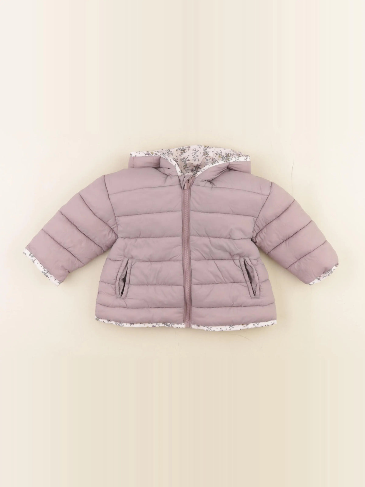 Vertbaudet - doudoune réversible rose - 12 mois