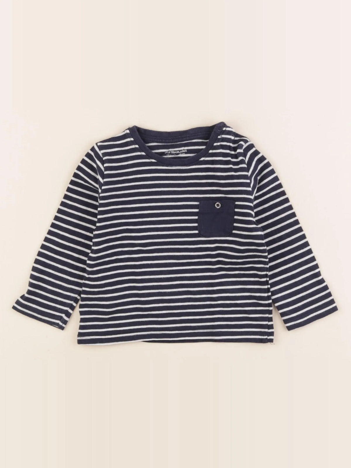 Vertbaudet - tee-shirt bleu, blanc - 12 mois