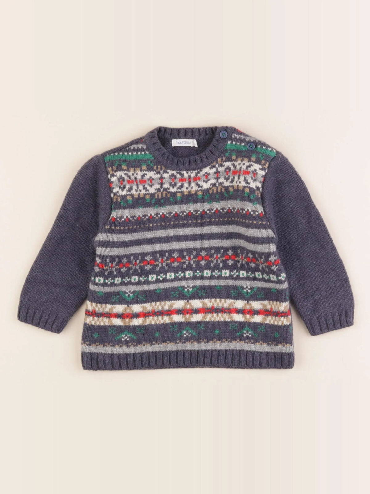 Boutchou - pull bleu - 12 mois