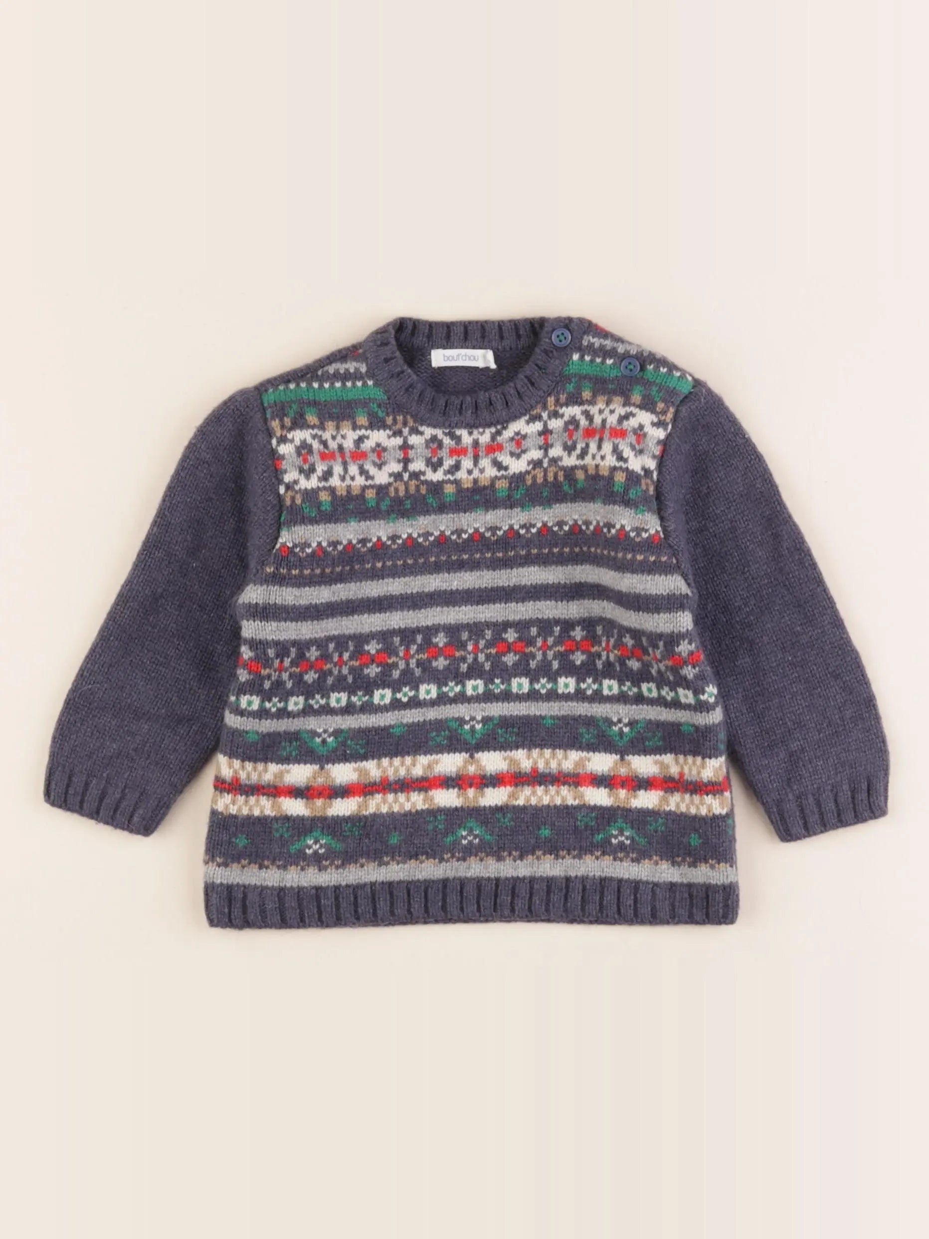 Boutchou - pull bleu - 12 mois