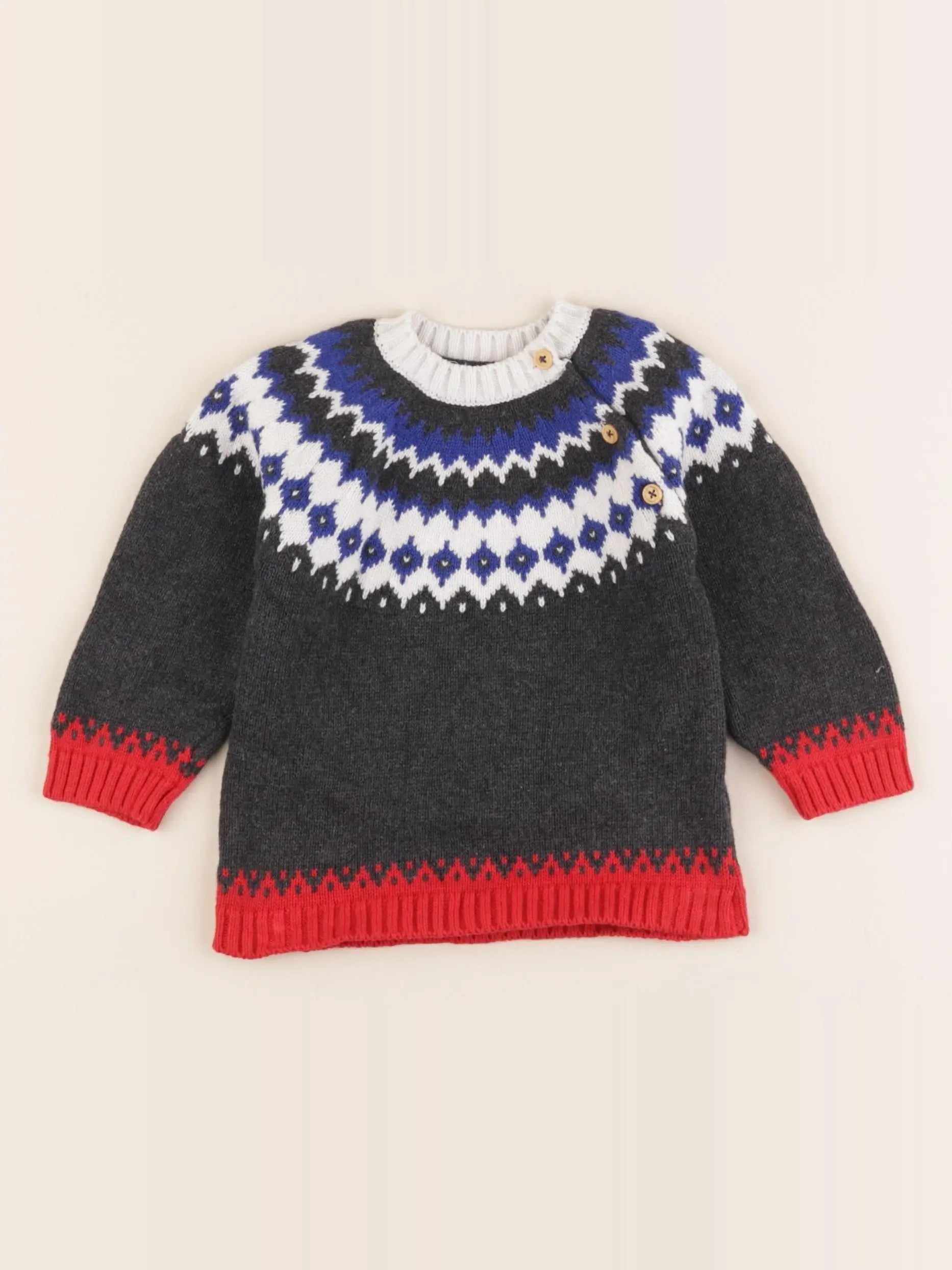 Boutchou - pull gris - 12 mois