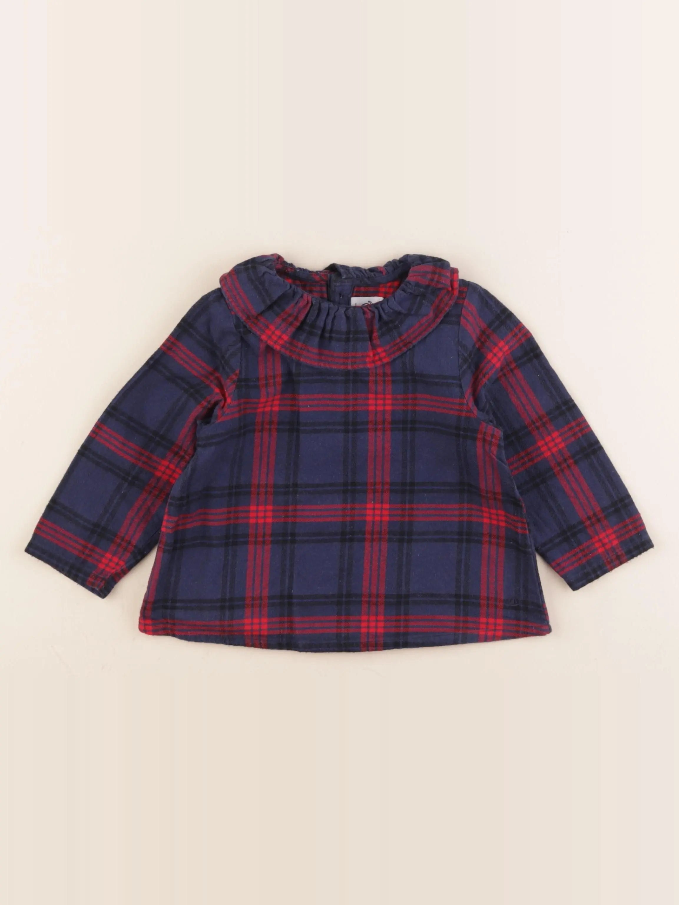 Petit Bateau - blouse rouge, bleu - 24 mois