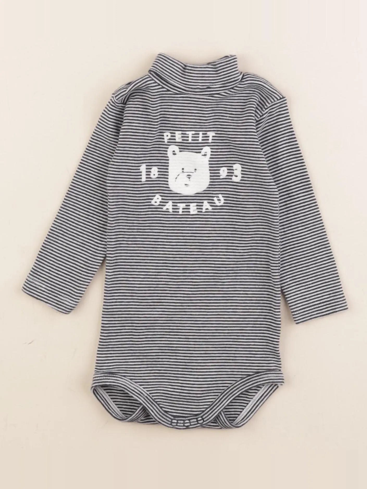 Petit Bateau - body à col bleu - 6 mois