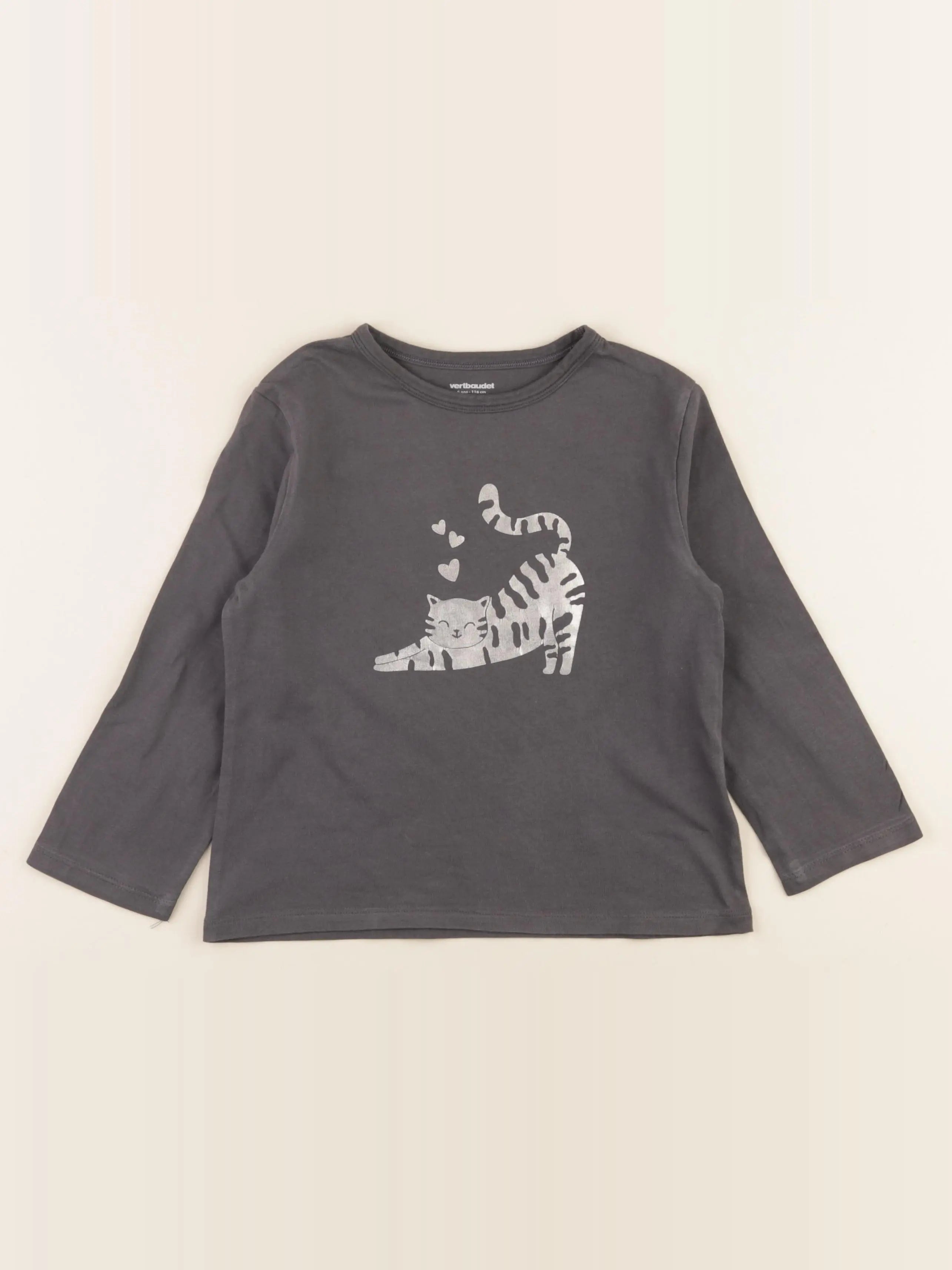 Vertbaudet - tee-shirt gris, argent - 6 ans