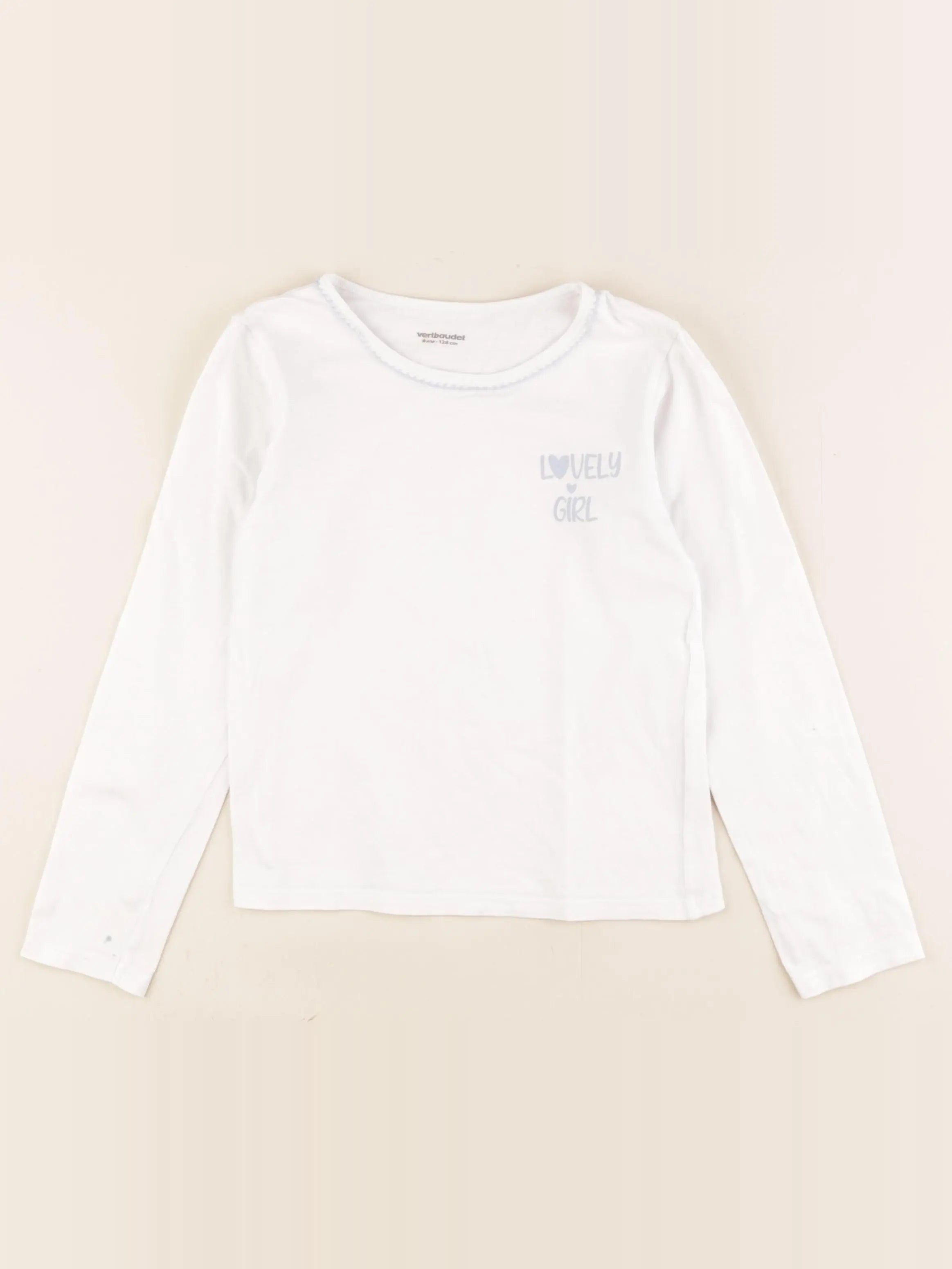 Vertbaudet - maillot de corps blanc, bleu - 8 ans