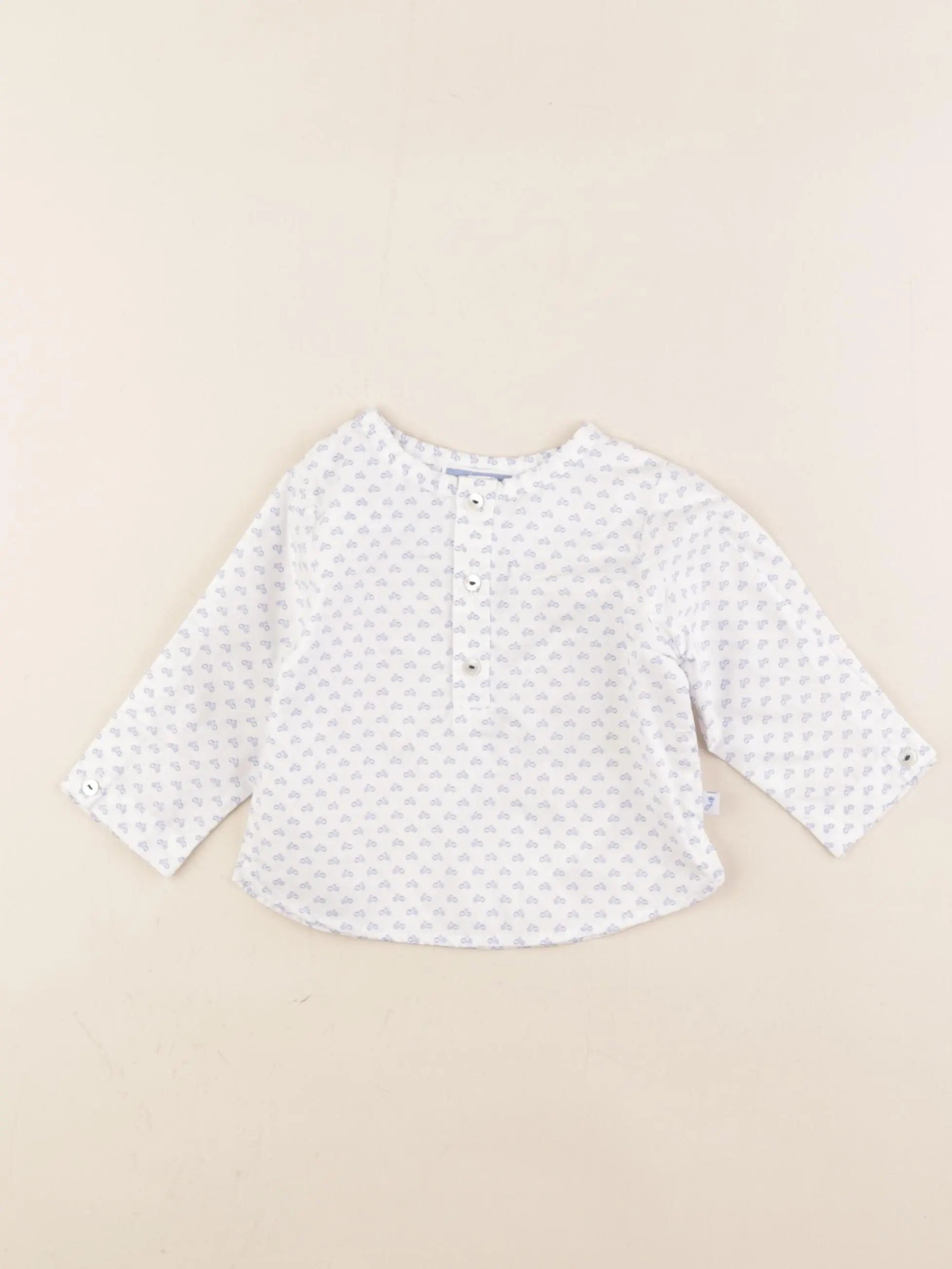 Jacadi - chemise blanc, bleu - 6 mois