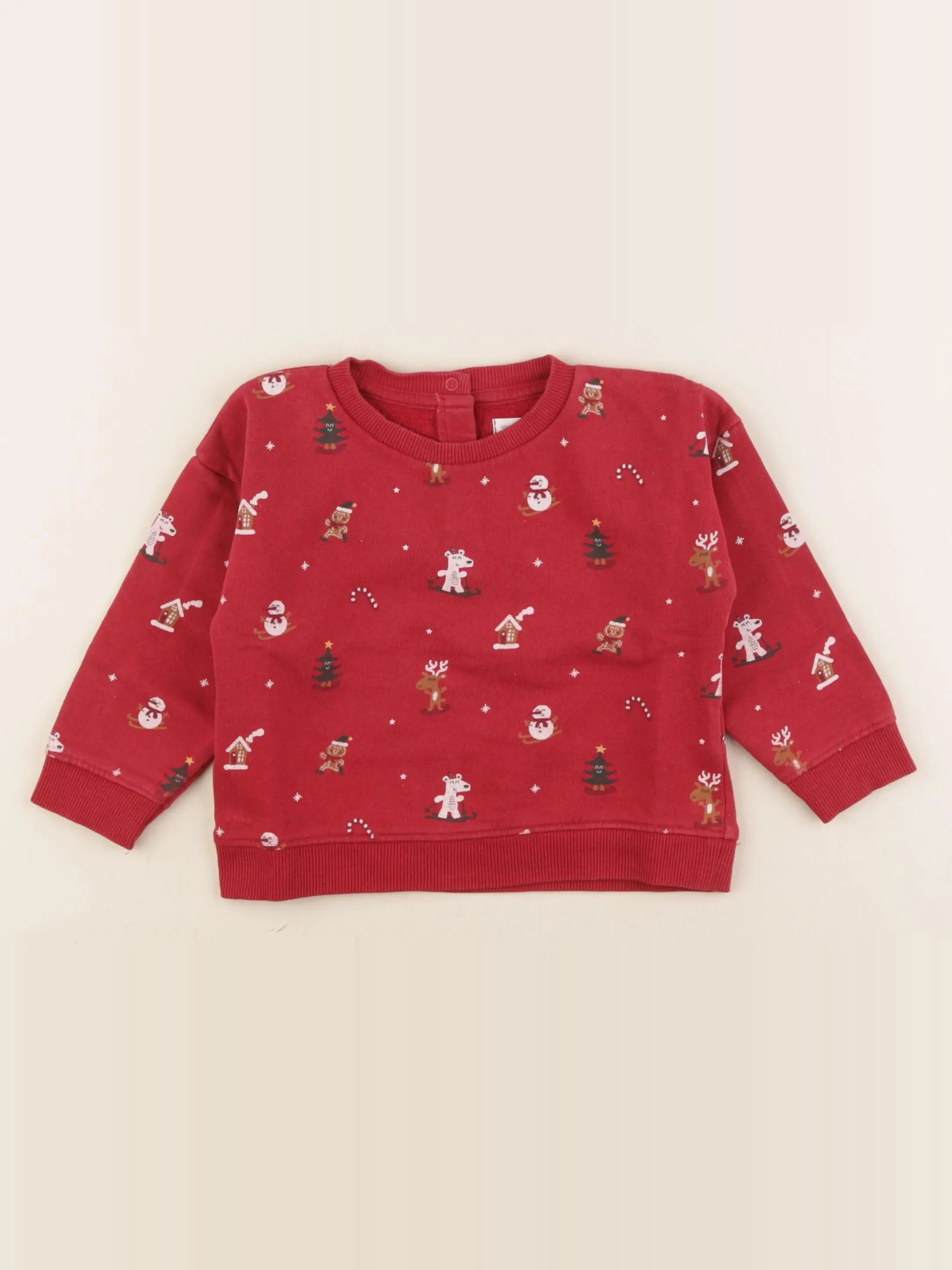 Vertbaudet - sweat rouge - 24 mois
