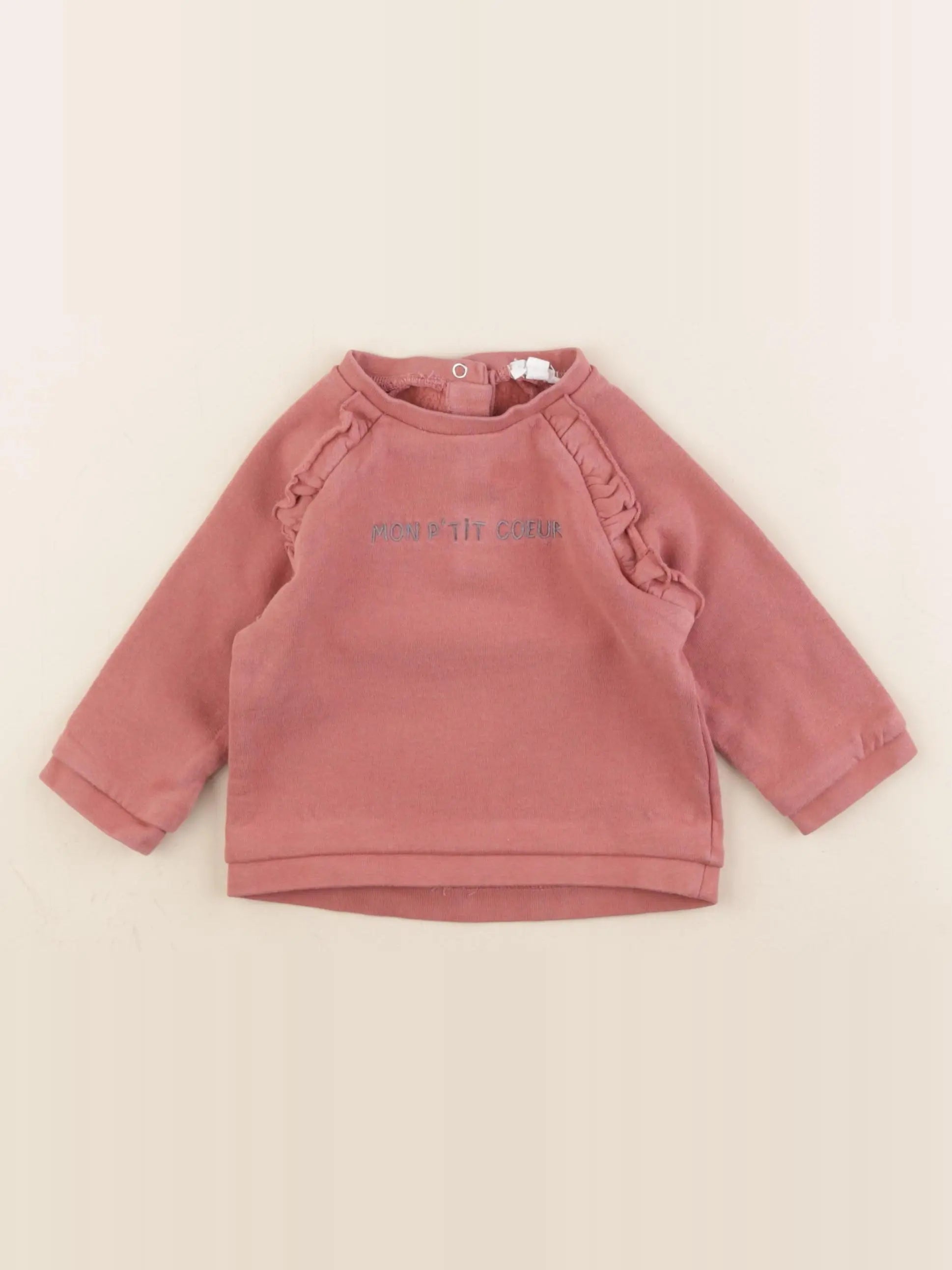 Vertbaudet - sweat rose - 9 mois