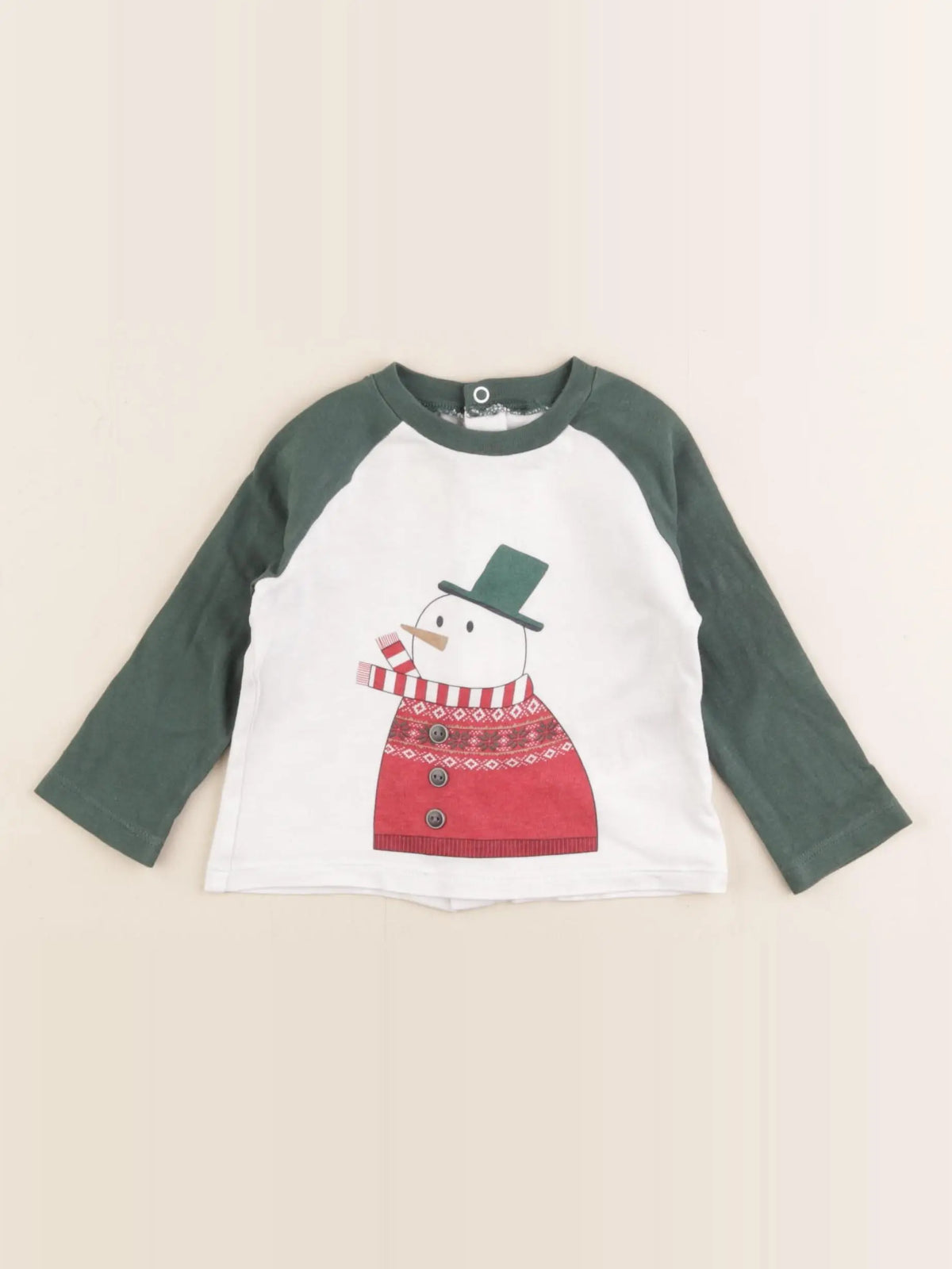 Vertbaudet - tee-shirt vert, blanc - 6 mois