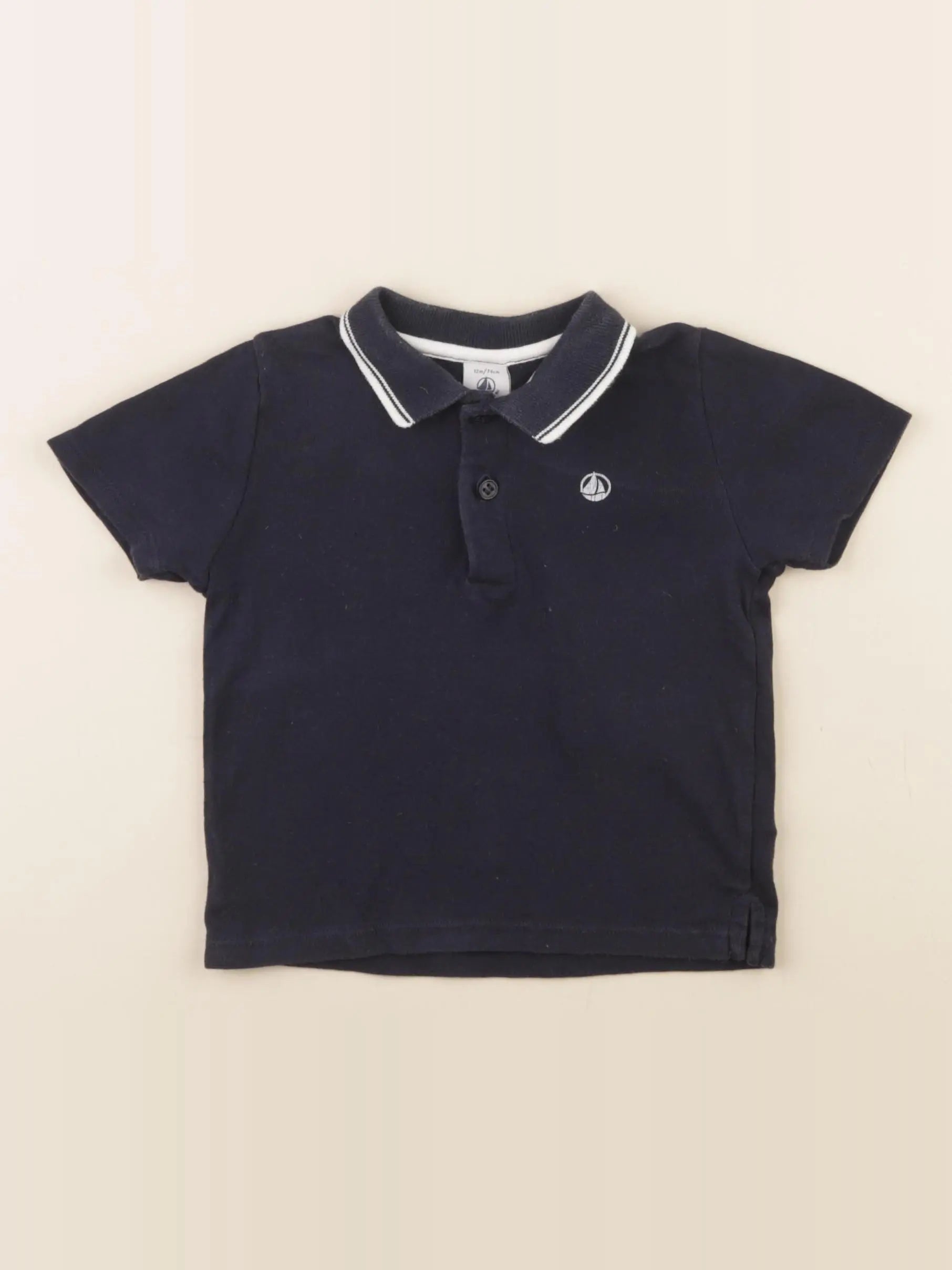 Petit Bateau - polo bleu - 12 mois