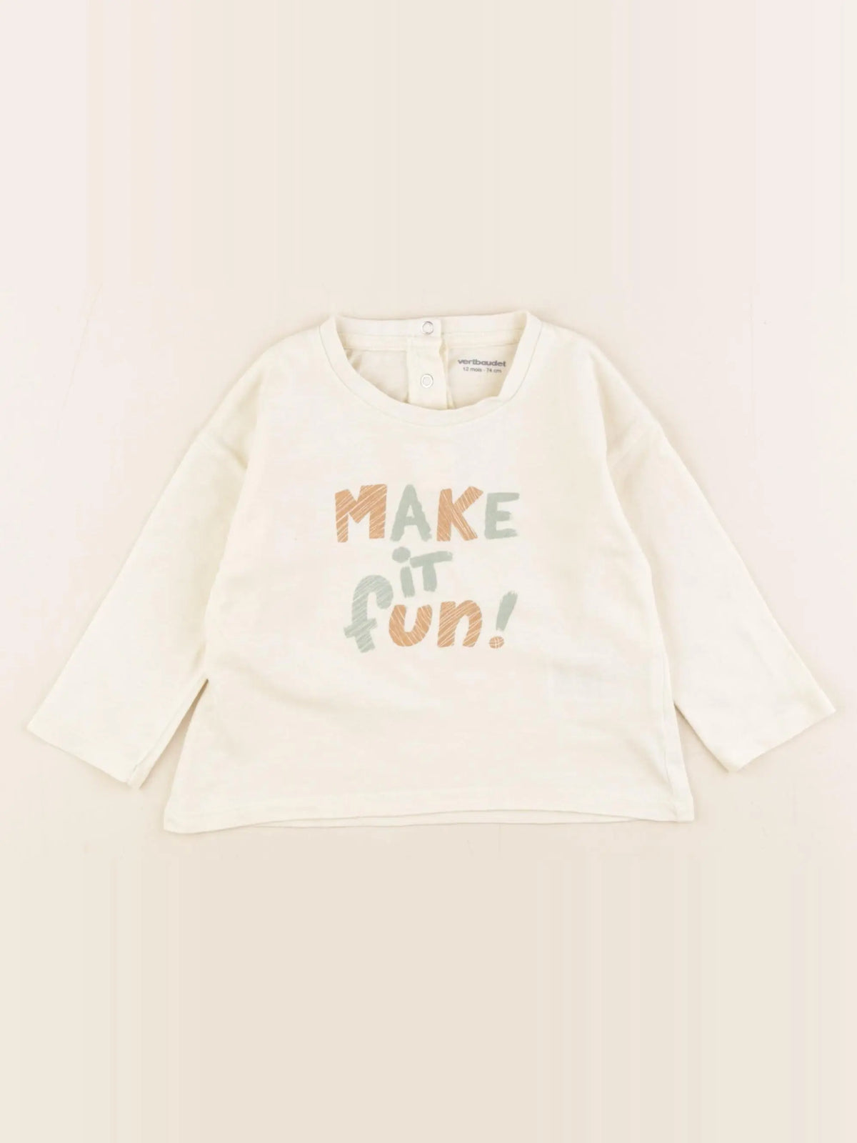 Vertbaudet - tee-shirt beige - 12 mois