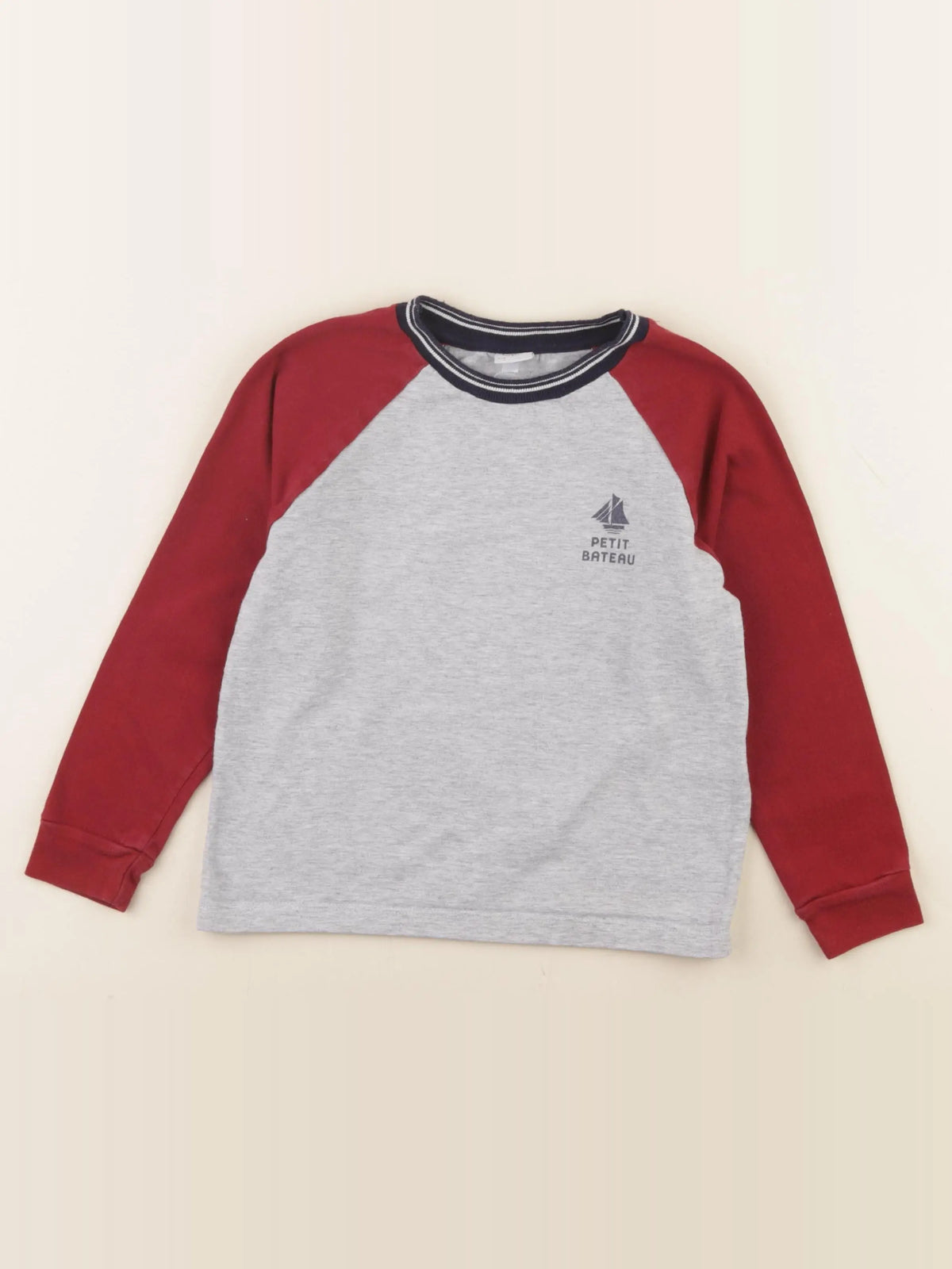 Petit Bateau - tee-shirt gris, rouge - 6 ans