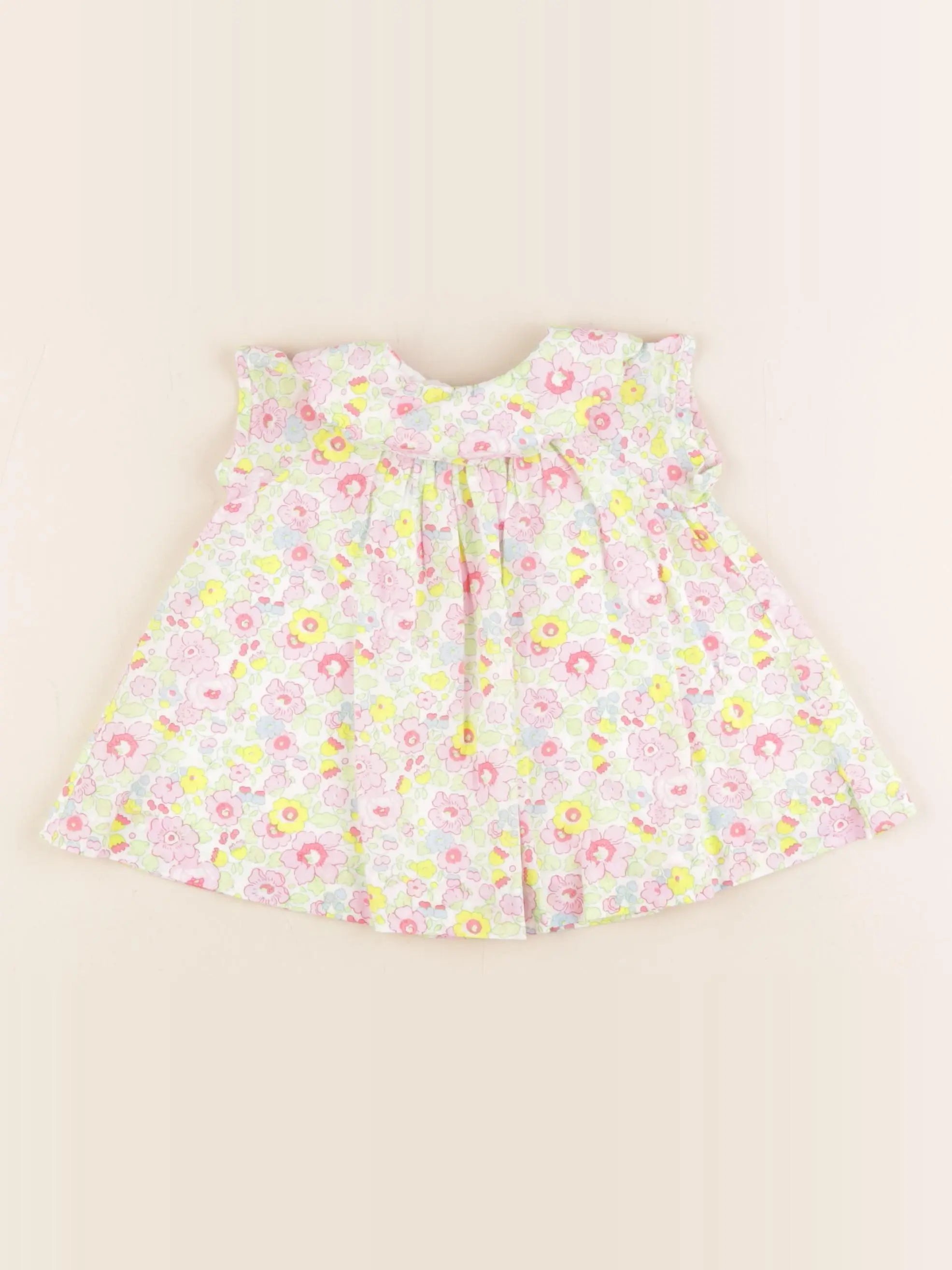 Jacadi - robe liberty jaune, rose - 3 mois