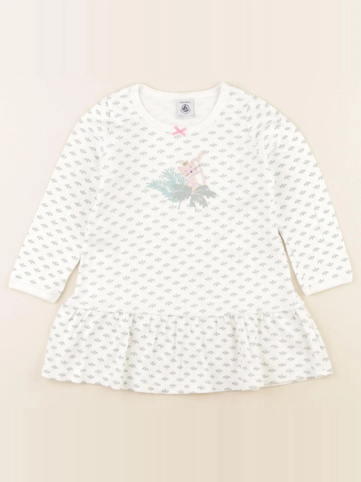 Petit Bateau - chemise de nuit blanc, vert - 2 ans