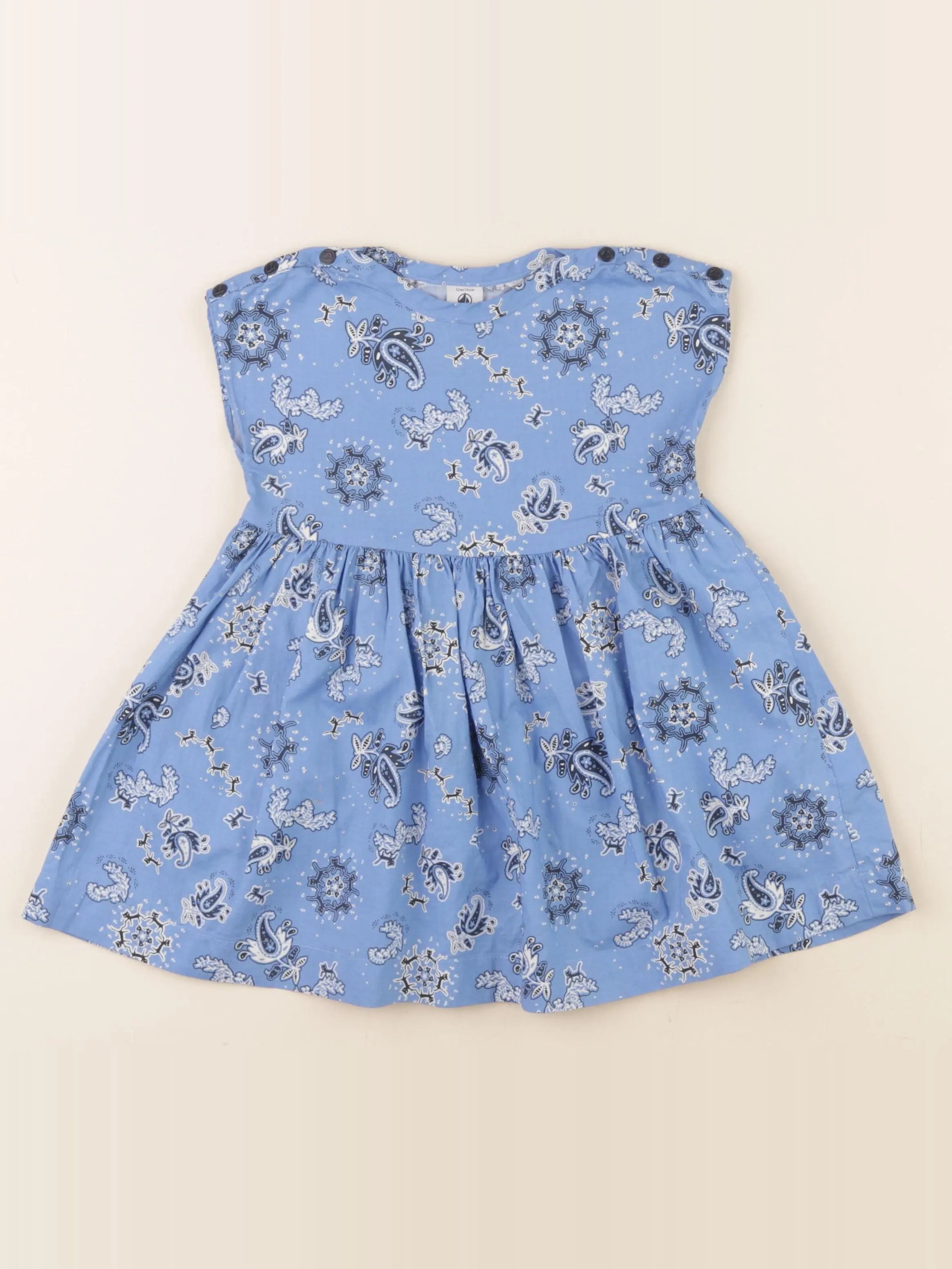 Petit Bateau - robe bleu - 12 mois