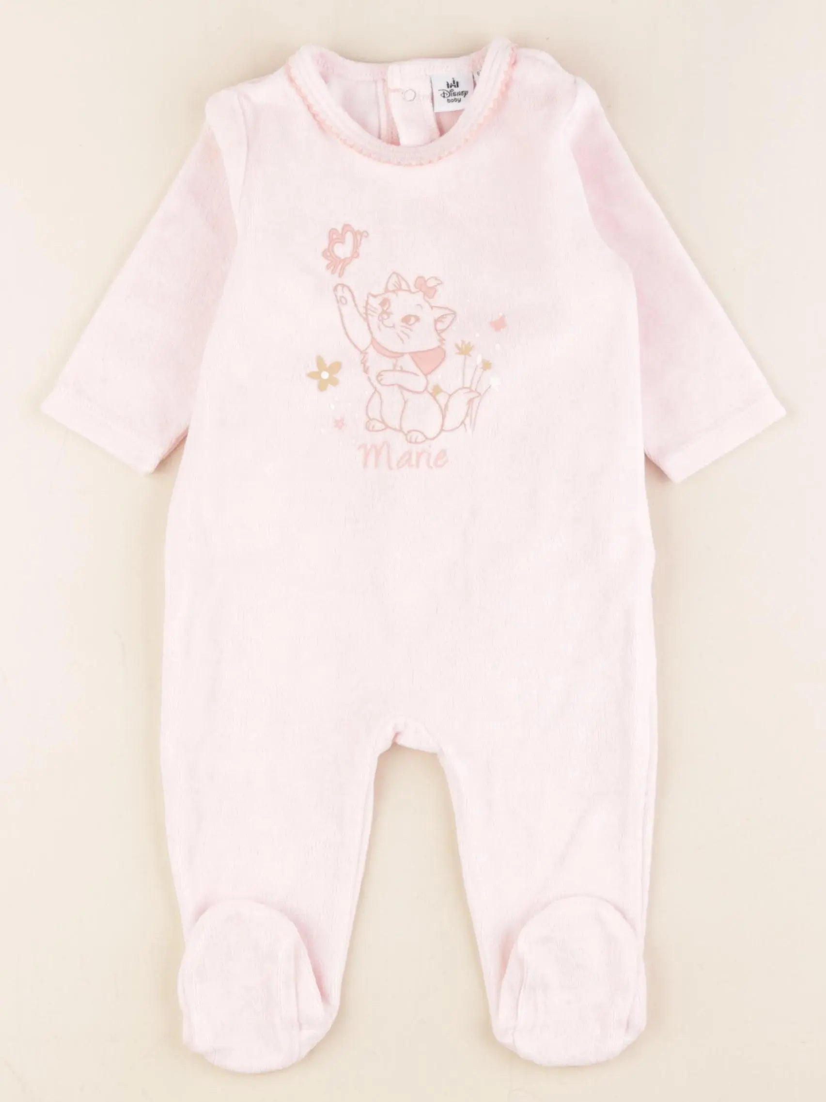 Vertbaudet - pyjama velours rose - 6 mois