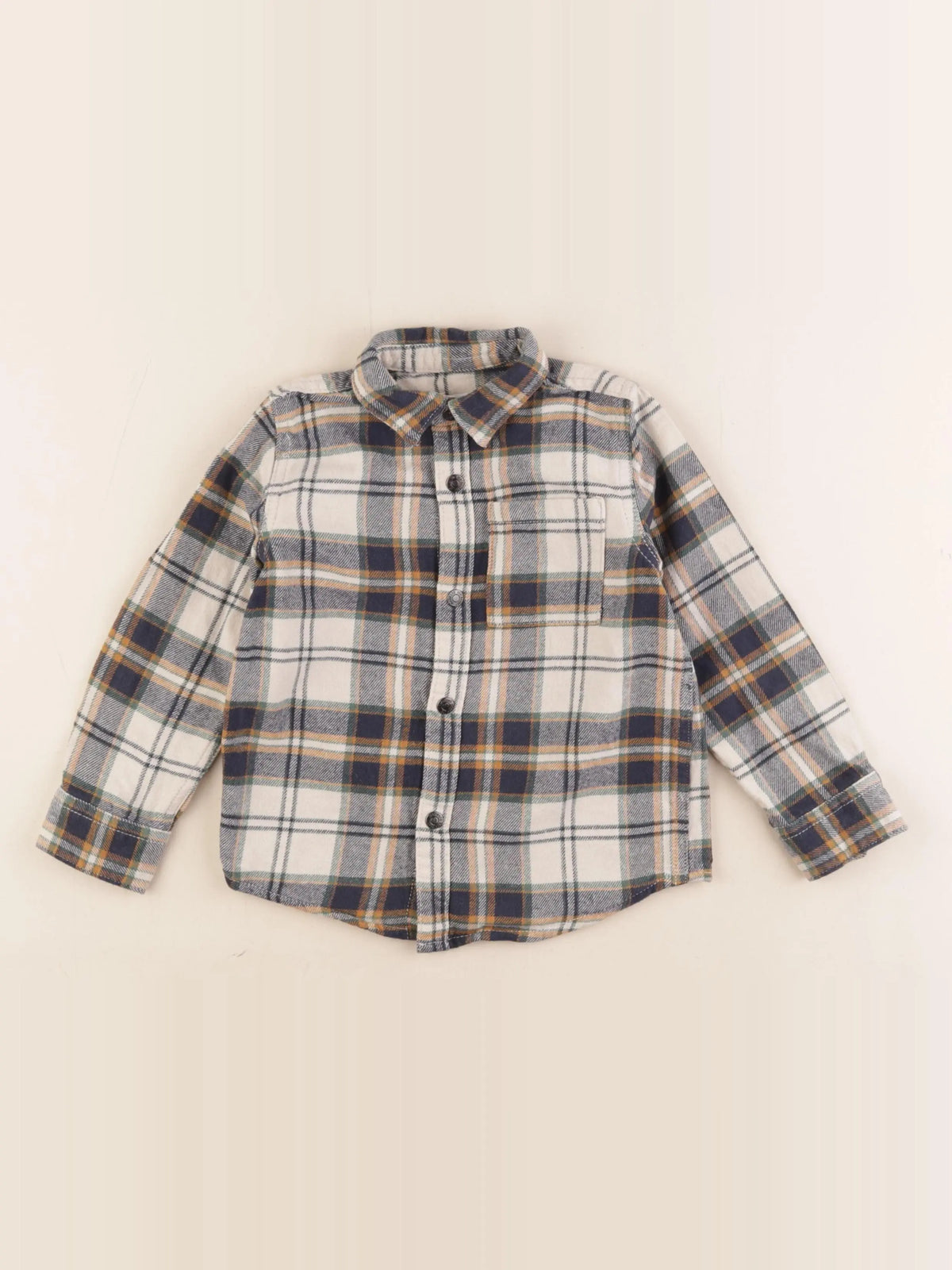 Vertbaudet - chemise beige, bleu - 4 ans